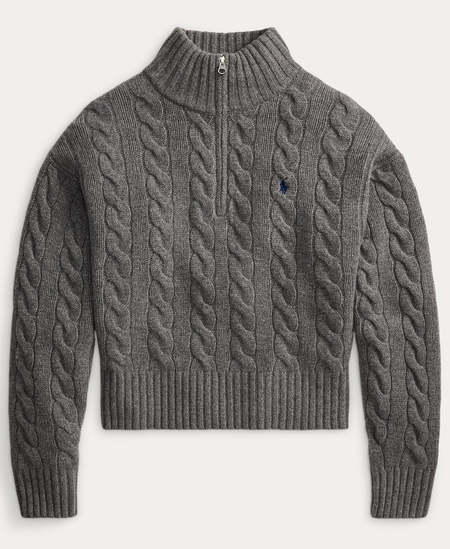 Polo Ralph Lauren Women's Cable-Knit Half-Zip Wool-Cashmere Sweater - Flannel Grey Heather