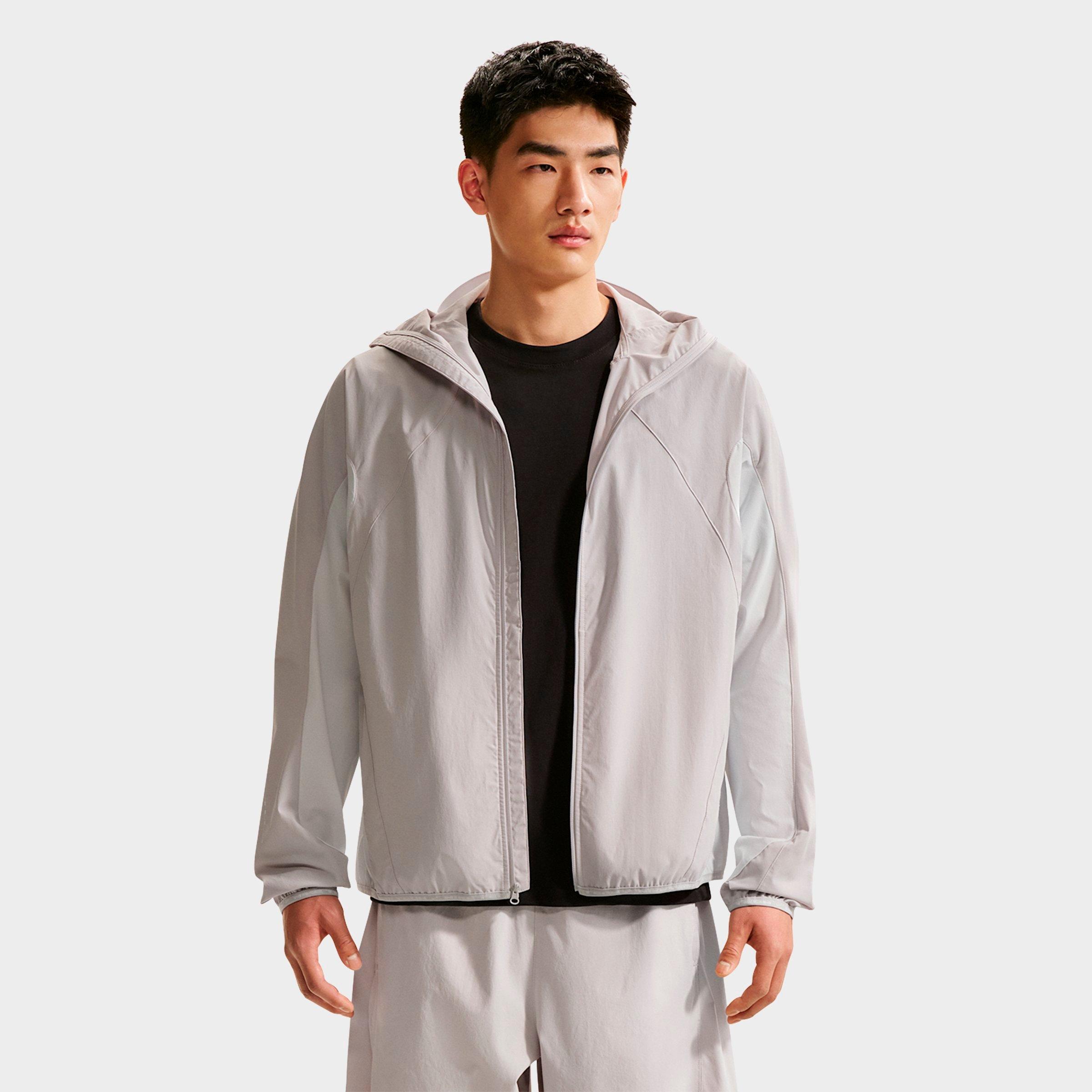 Men's Nithtke Tech Helios Dri-FIT Long-Sleeve Full-Zip Shell - Grey Fog/Off White/Black