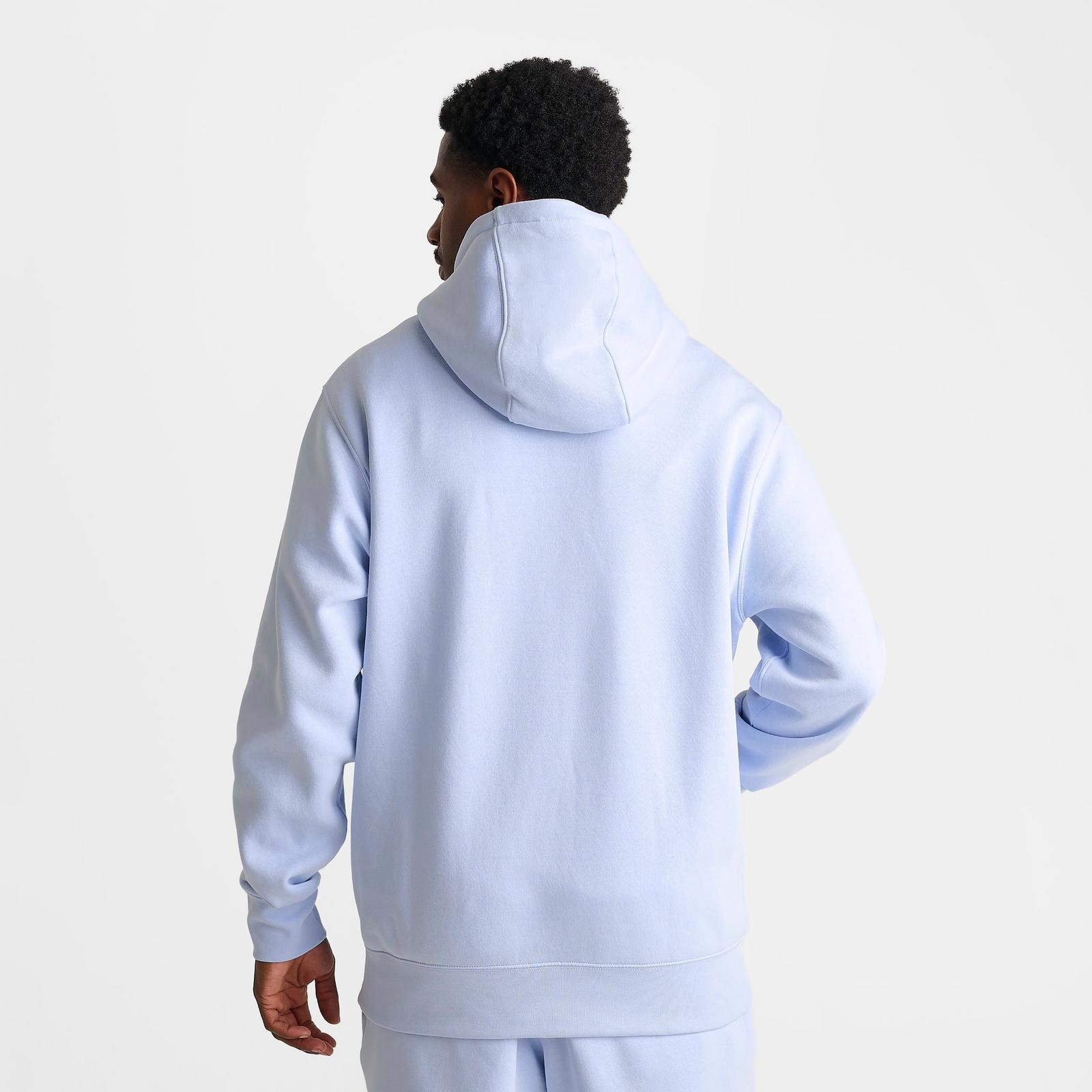 Men's Nike Club Fleece Premium Embroidered Pullover Hoodie - Hydrogen Blue/Hydrogen Blue/White