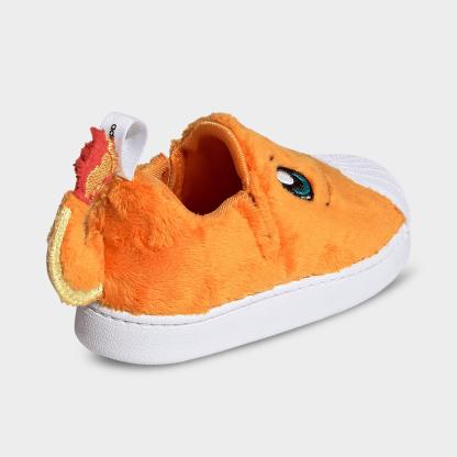 Kids' Toddler adidas x Pokemon Superstar Quickon Casual Shoes - Orange/Cloud White/Equipment Green - Back view