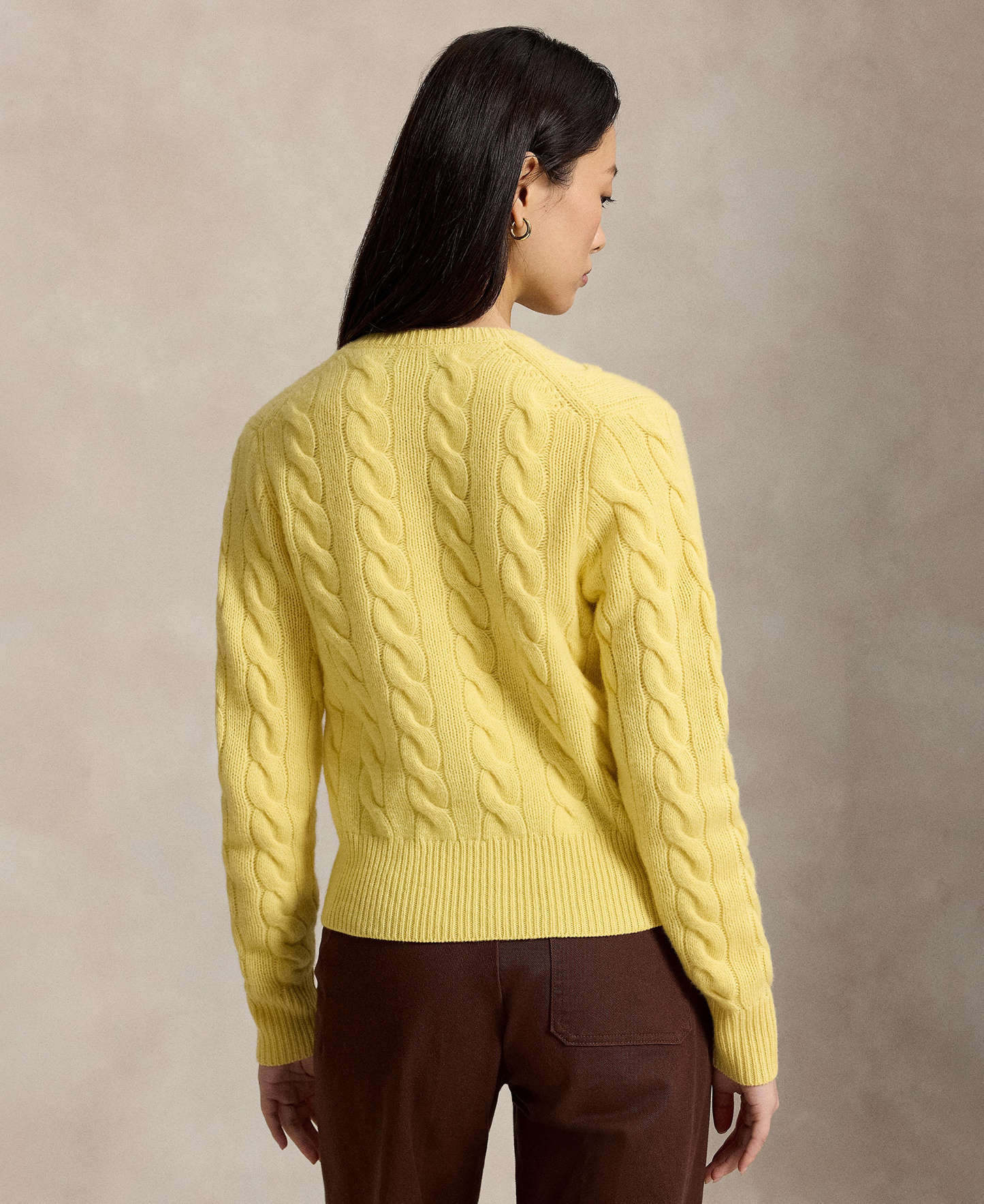 Polo Ralph Lauren Women's Cable-Knit Wool-Cashmere Cardigan Sweater - Fall Yellow