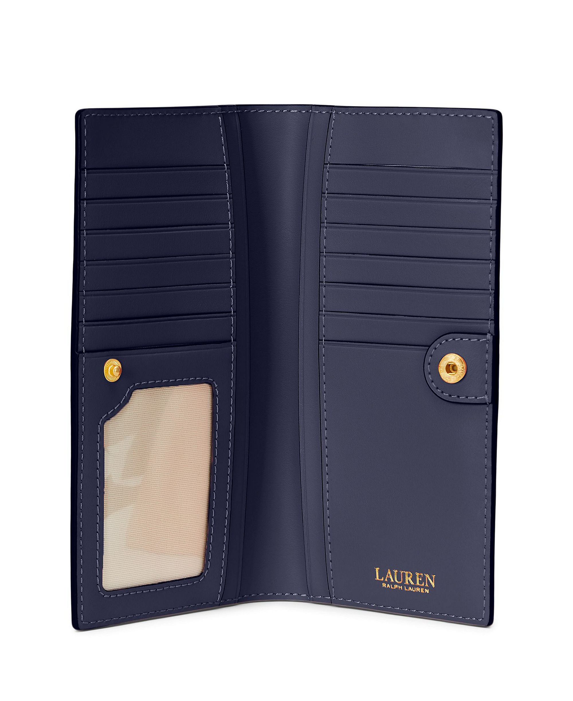 Lauren Ralph Lauren Crosshatch Leather Slim Snap Closure Wallet - Refined Navy