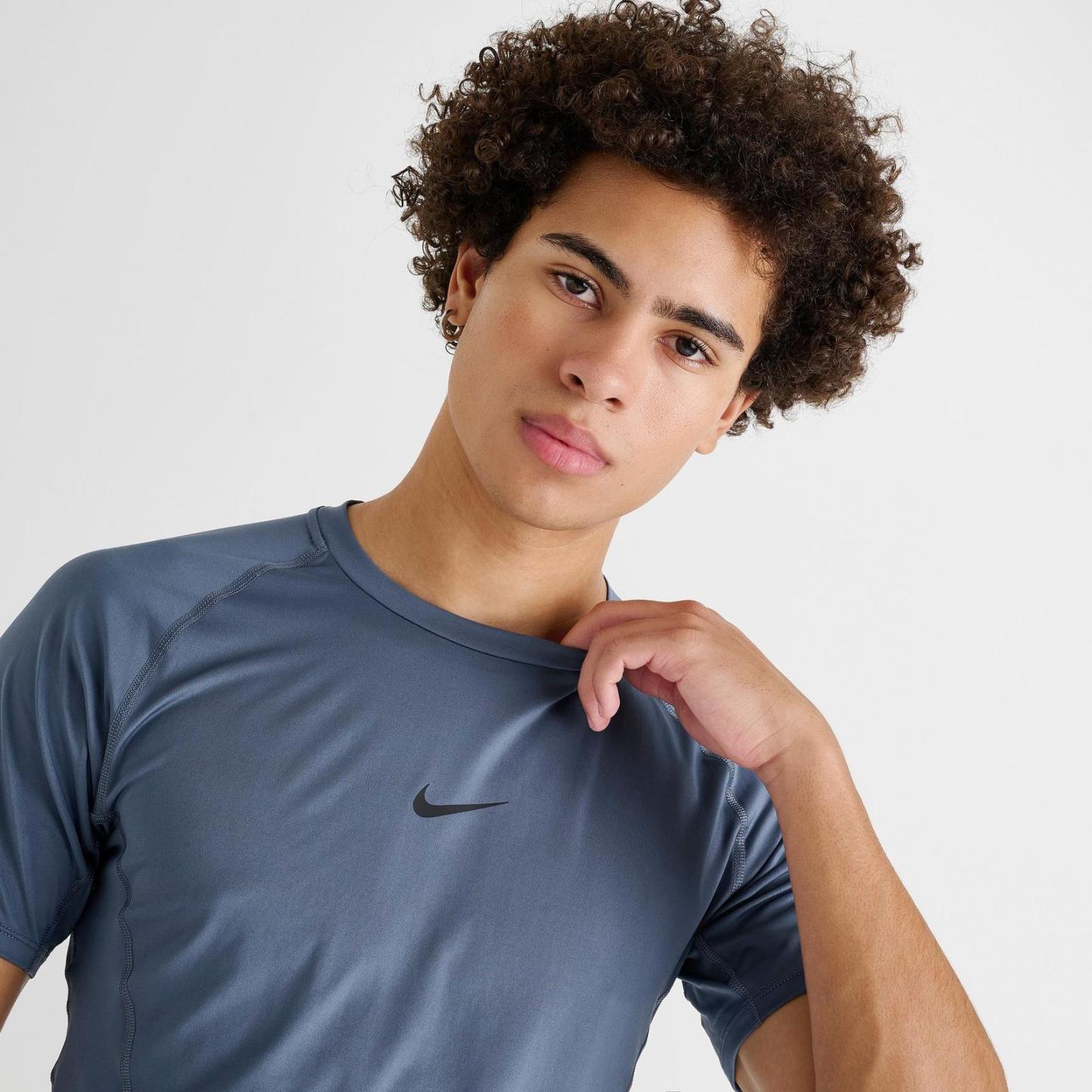 Men's Nike Pro Dri-FIT Tight Short-Sleeve Fitness Top - Diffused Blue/Black