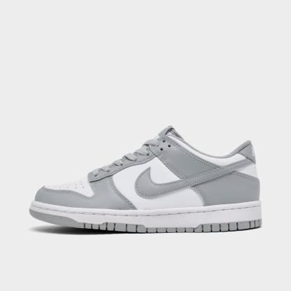 Big Kids' Nike Dunk Low Casual Shoes - White/Light Smoke Grey/White