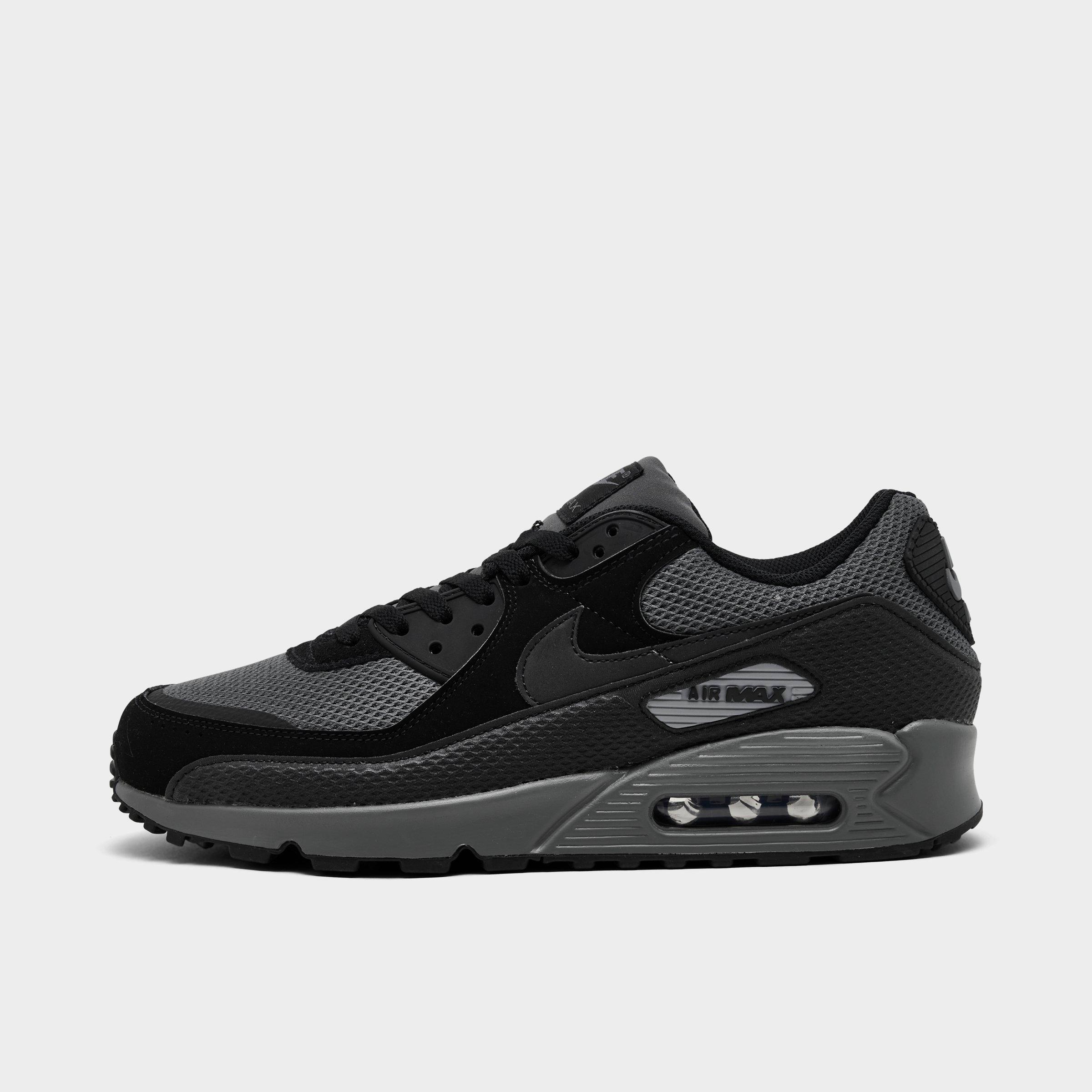 Men's Nithtke Air Max 90 Casual Shoes - Part 3 - Black/Black/Iron Grey/Cool Grey - Left shoe facing left. Outside of the shoe.