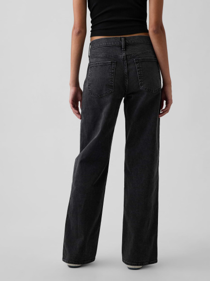 Low Rise Lace-Up '90s Loose Jeans - Black