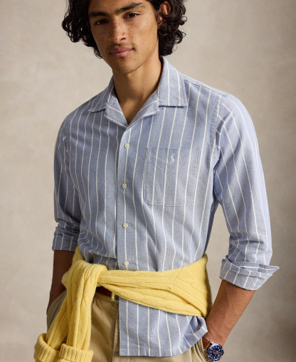 Polo Ralph Lauren Men's Classic-Fit Plaid Brushed Oxford Shirt - 7278 Royal White