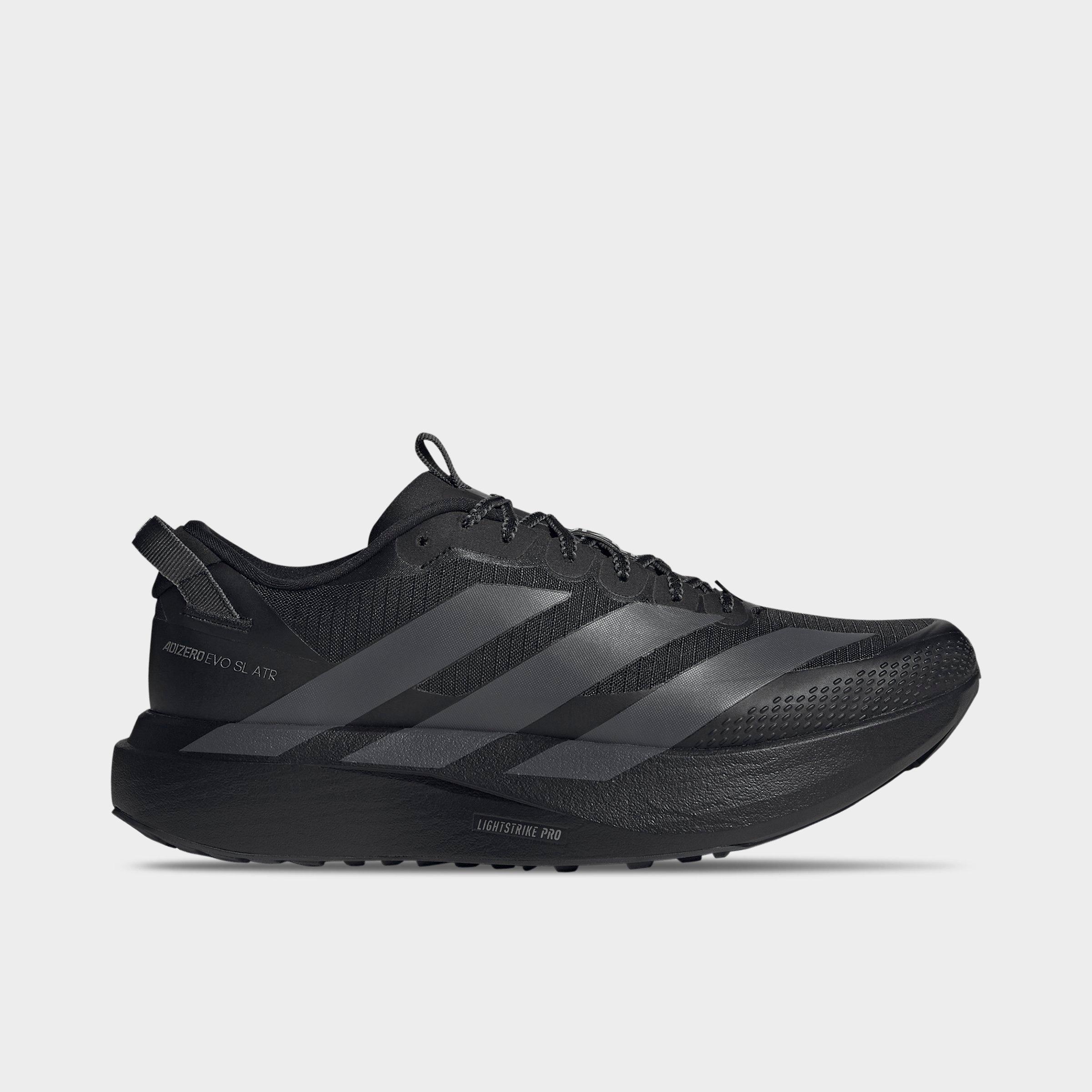 Men's adidas Adizero EVO SL ATR Running Shoes - Core Black/Grey/Silver Metallic - Left shoe facing left. Outside of the shoe.