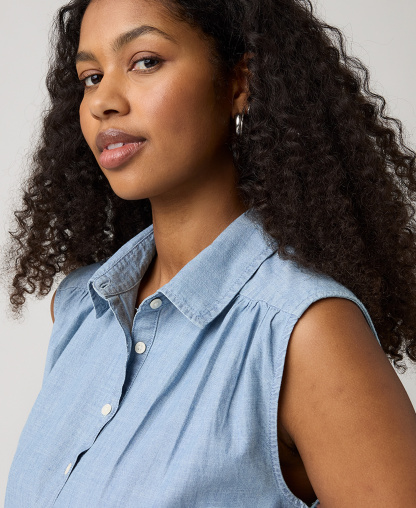 Levi's Women's Londynn Point Collar Relaxed-Fit Top - Alternate Fin