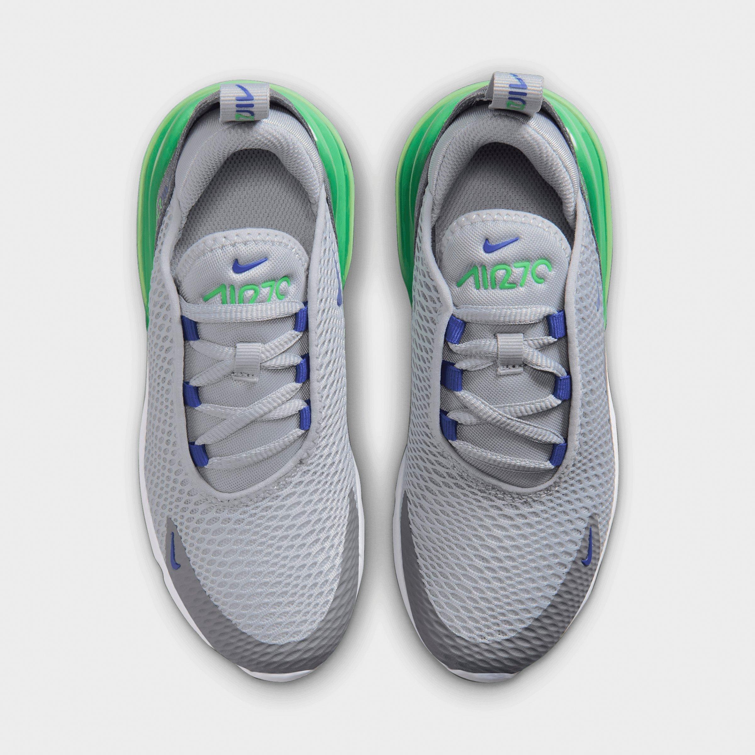 Little Kids' Nithtke Air Max 270 Casual Shoes - Wolf Grey/Smoke Grey/Green Spark/Racer Blue - Top view