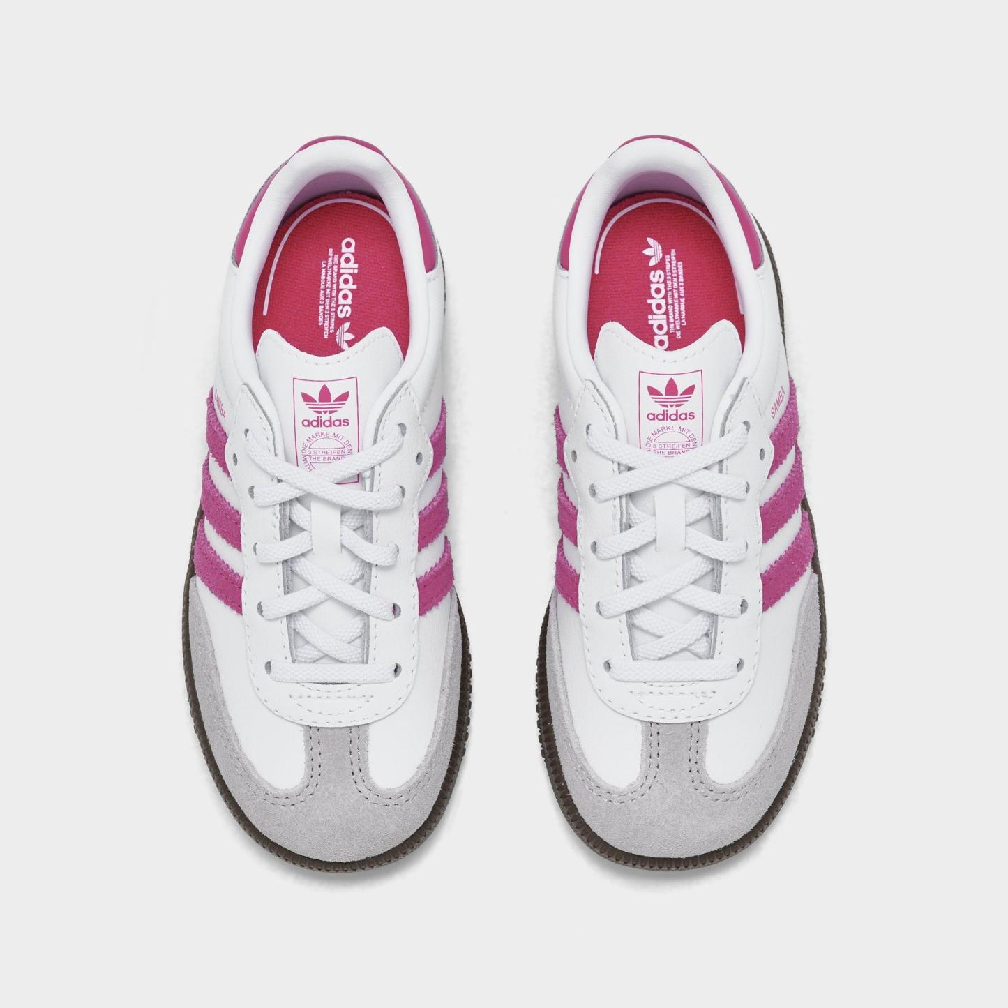 Kids' Toddler adidas Originals Samba OG Stretch Lace Casual Shoes - Footwear White/Real Magenta/Gum - Top view