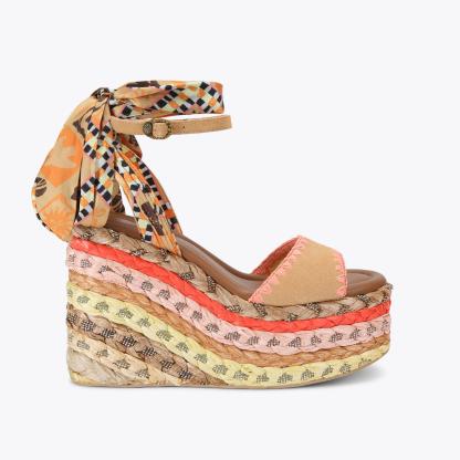 Kurt Geiger London Chelsea Scarf Wedge Heel - Yellow