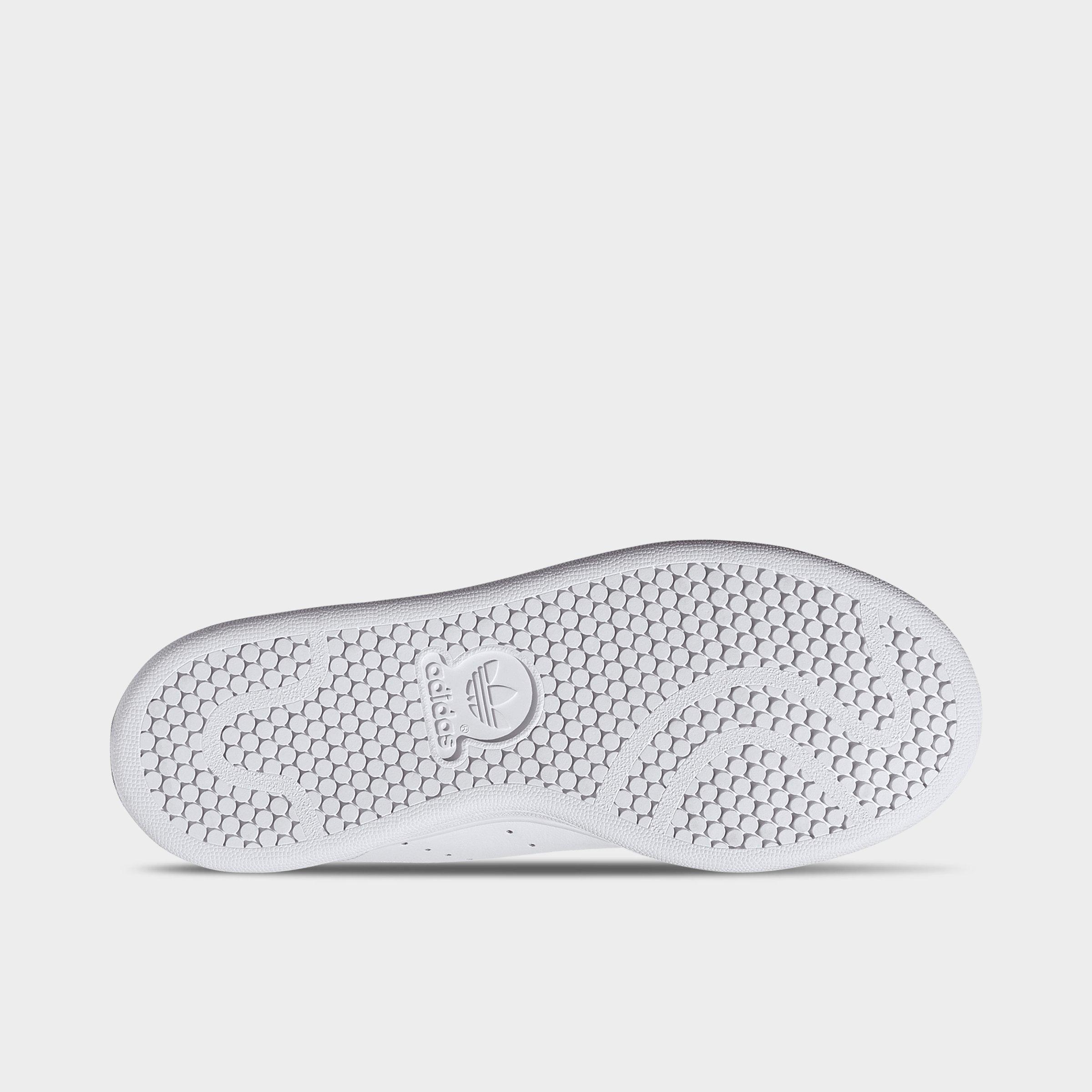 Big Kids' adidas Originals Stan Smith Casual Shoes - White/White/Bold Pink - Bottom view