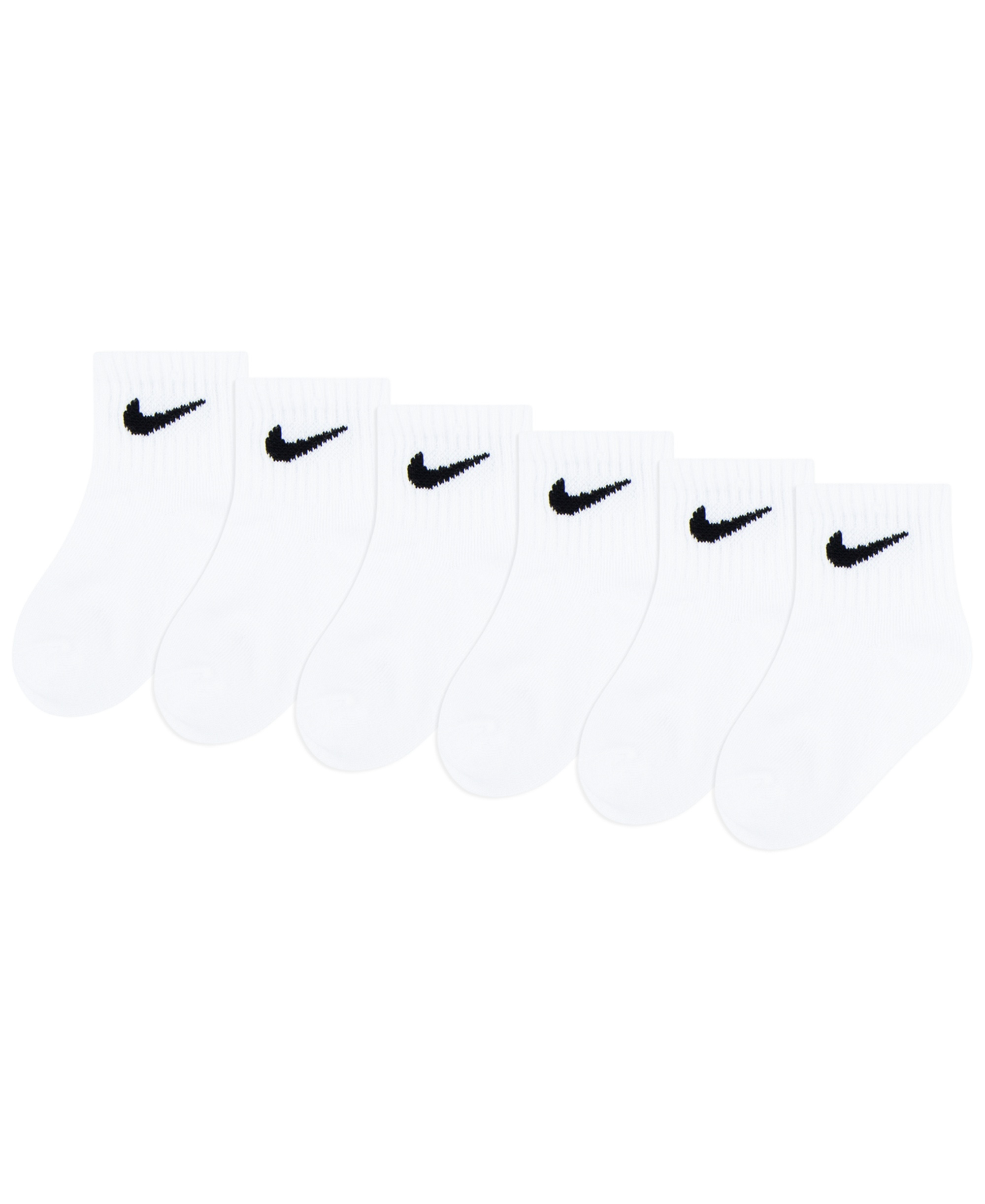 Nike Baby and Toddler Boys' and Baby Girls' Swoosh Ankle Socks, 6-Pack - White
