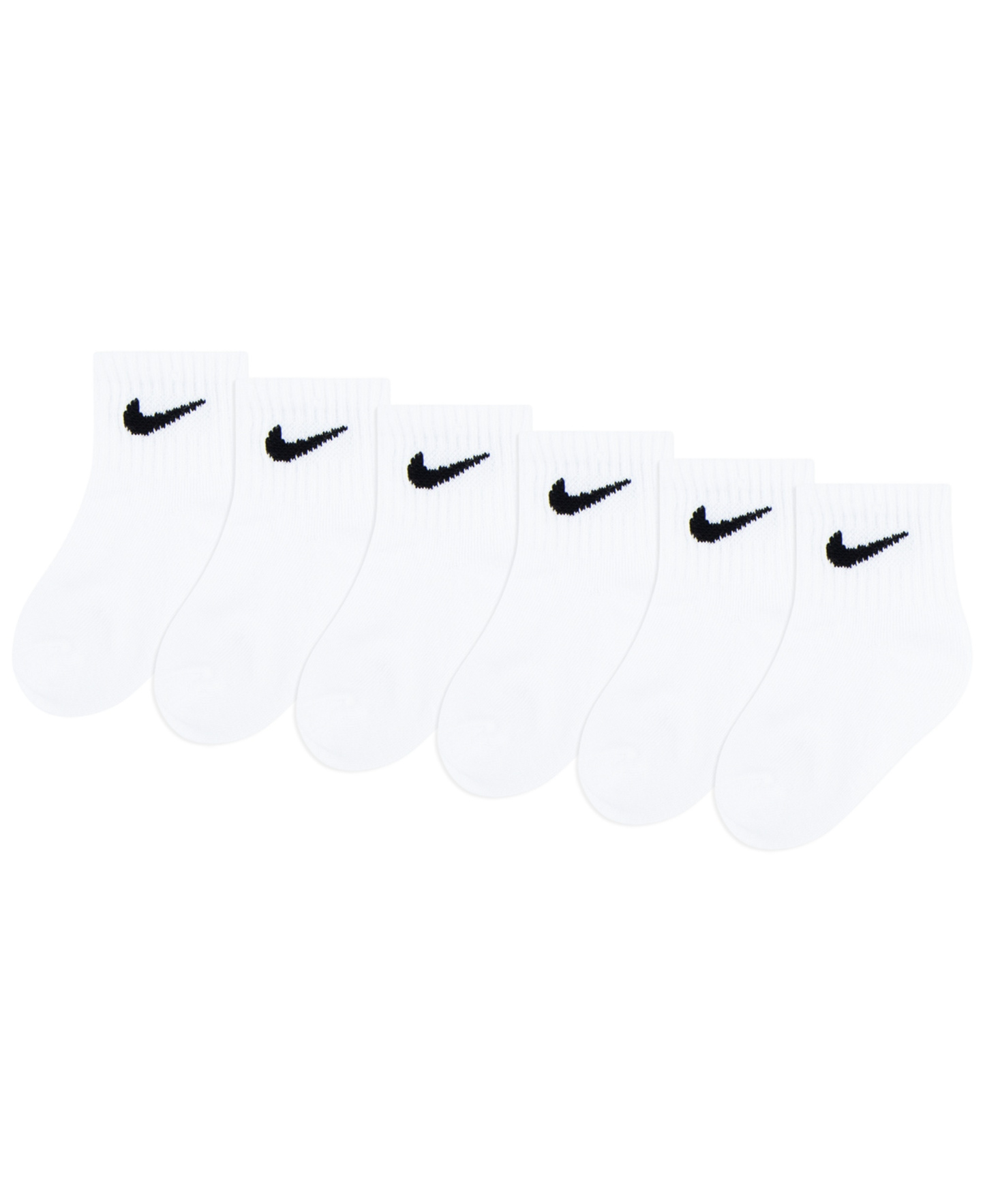 Nike Baby and Toddler Boys' and Baby Girls' Swoosh Ankle Socks, 6-Pack - White