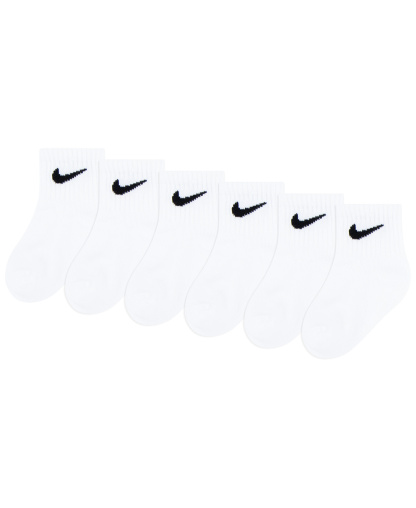 Nike Baby and Toddler Boys' and Baby Girls' Swoosh Ankle Socks, 6-Pack - White