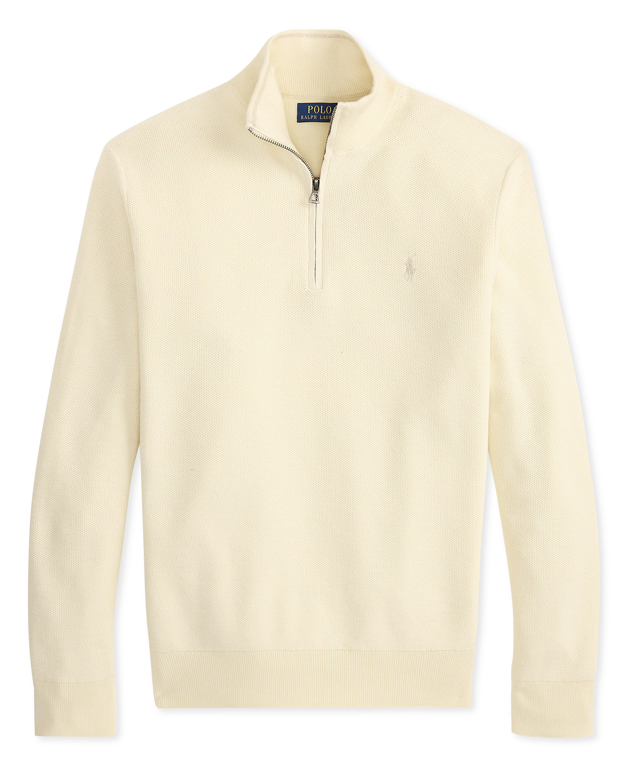 Polo Ralph Lauren Men's Mesh-Knit Cotton Quarter-Zip Sweater - Andover Cream