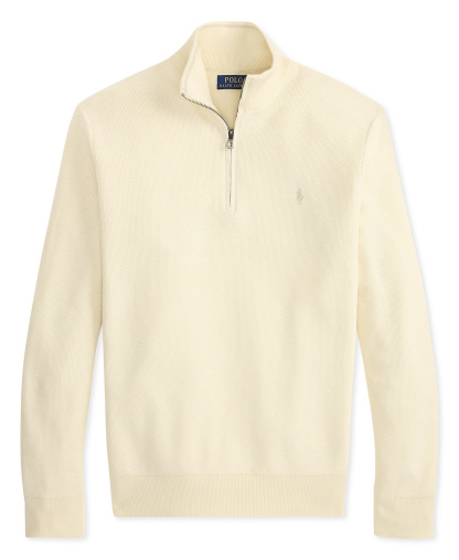 Polo Ralph Lauren Men's Mesh-Knit Cotton Quarter-Zip Sweater - Andover Cream