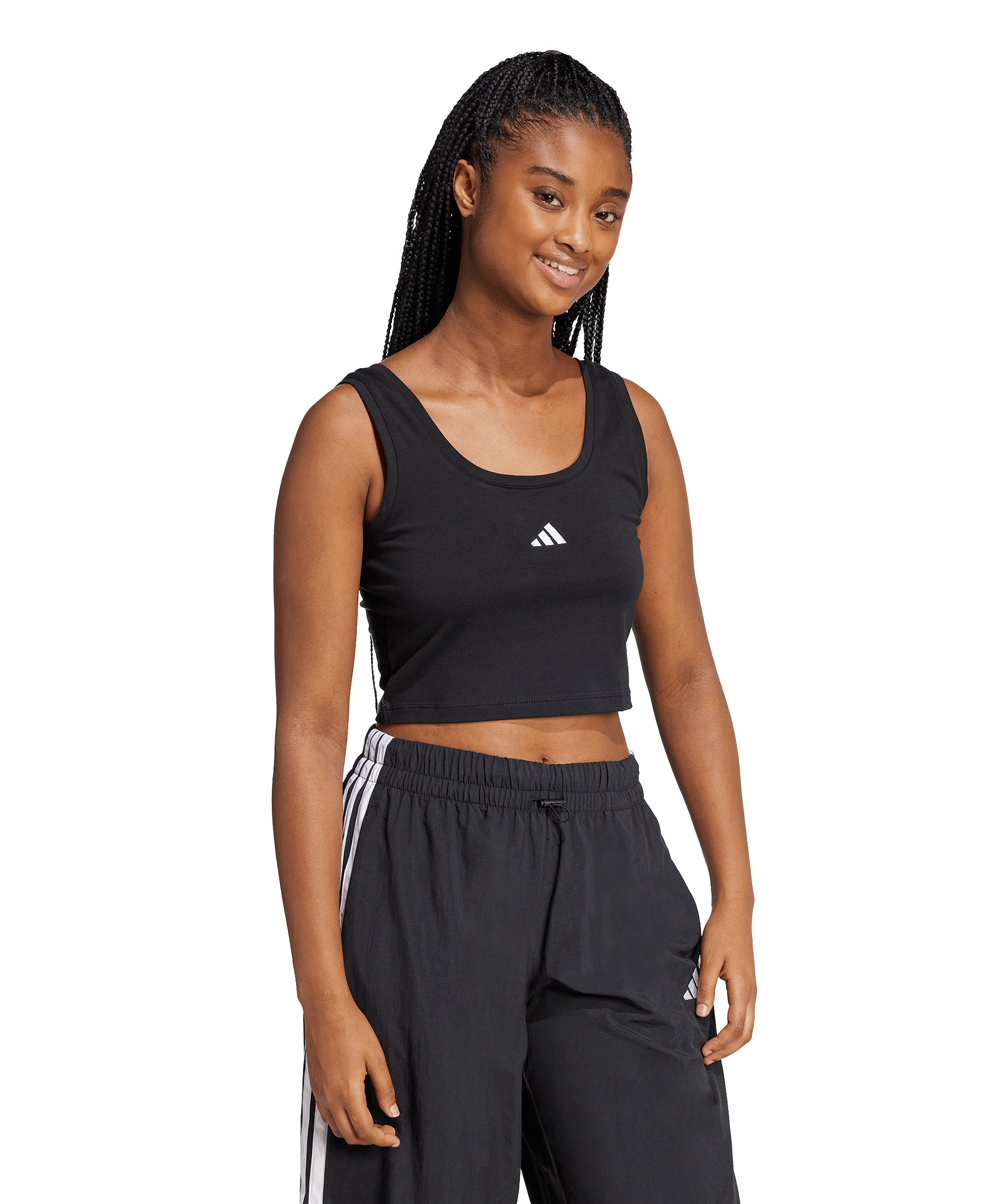 adidas Women's Essentials Small Logo Cotton Tank Top - Black/White