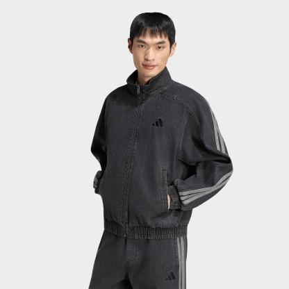 Men's adidas Stadium Loose Fit Denim Track Jacket - Black