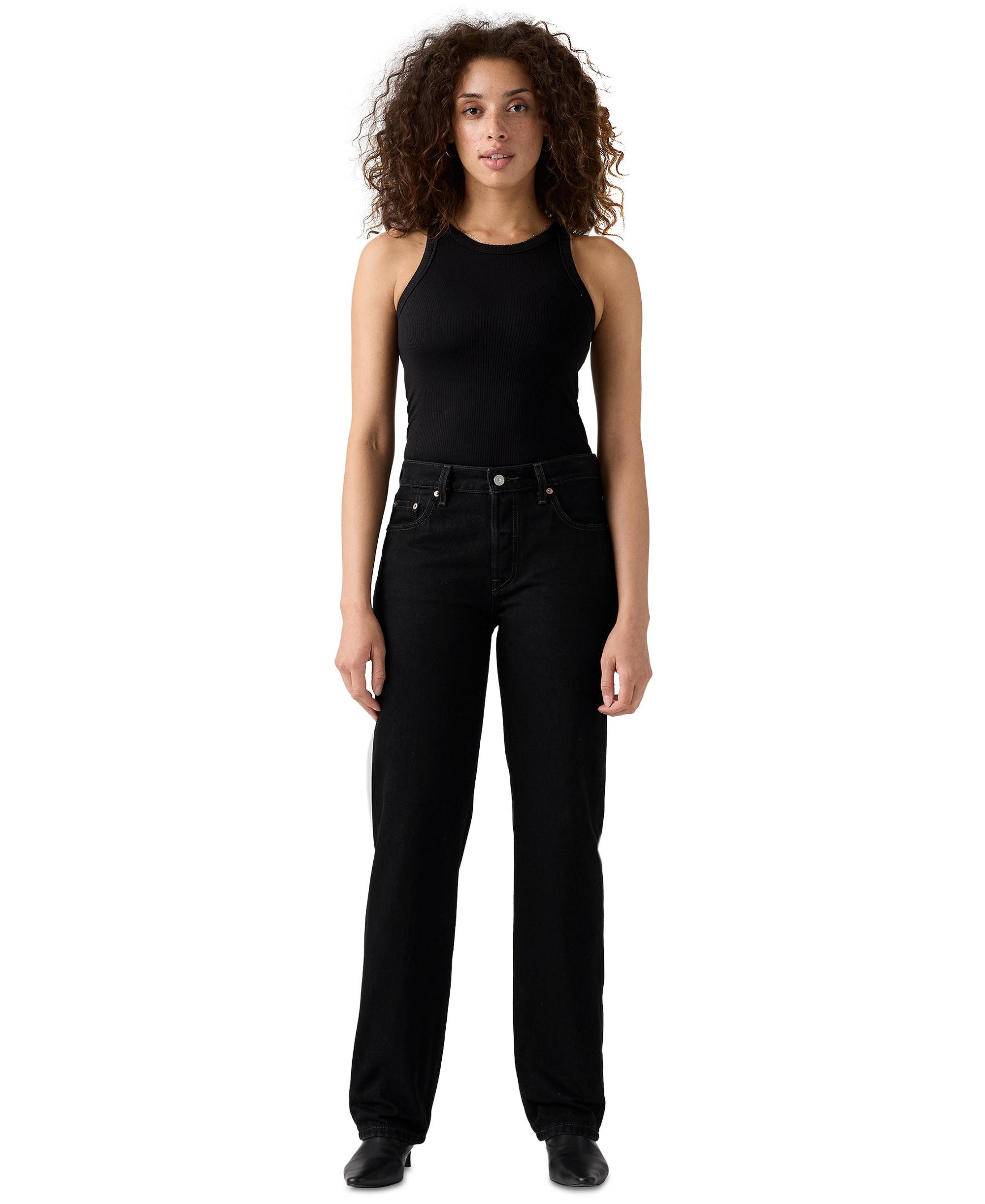 Levi's Premium Women's 501 90's Mid-Rise Straight-Fit Jeans 30" - Rinsed Blacktop