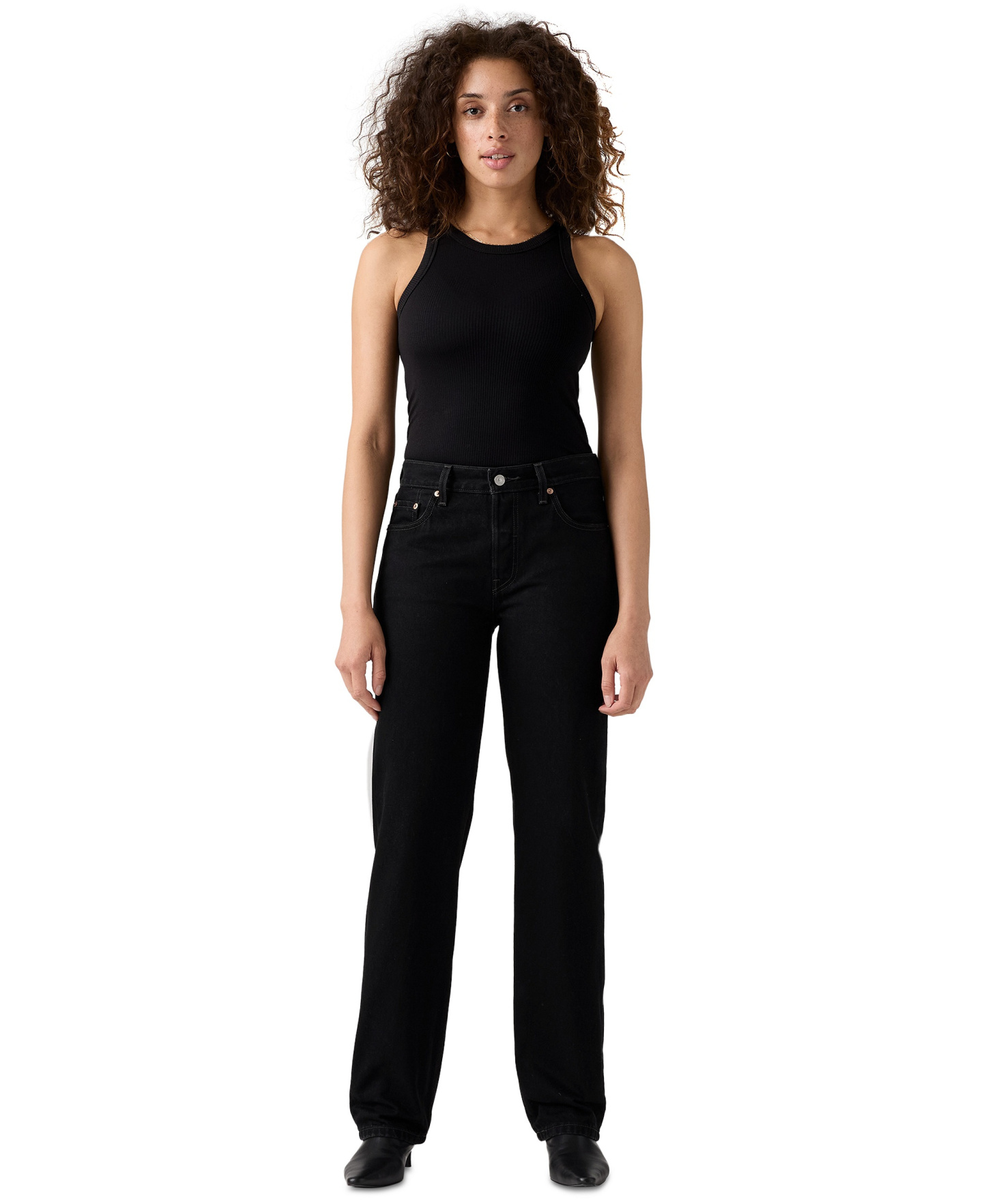 Levi's Premium Women's 501 90's Mid-Rise Straight-Fit Jeans 30" - Rinsed Blacktop