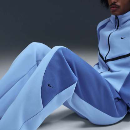 Nike Tech Men's Colour-Block Open-Hem Fleece Trousers - Aluminium/Comet Blue/Black