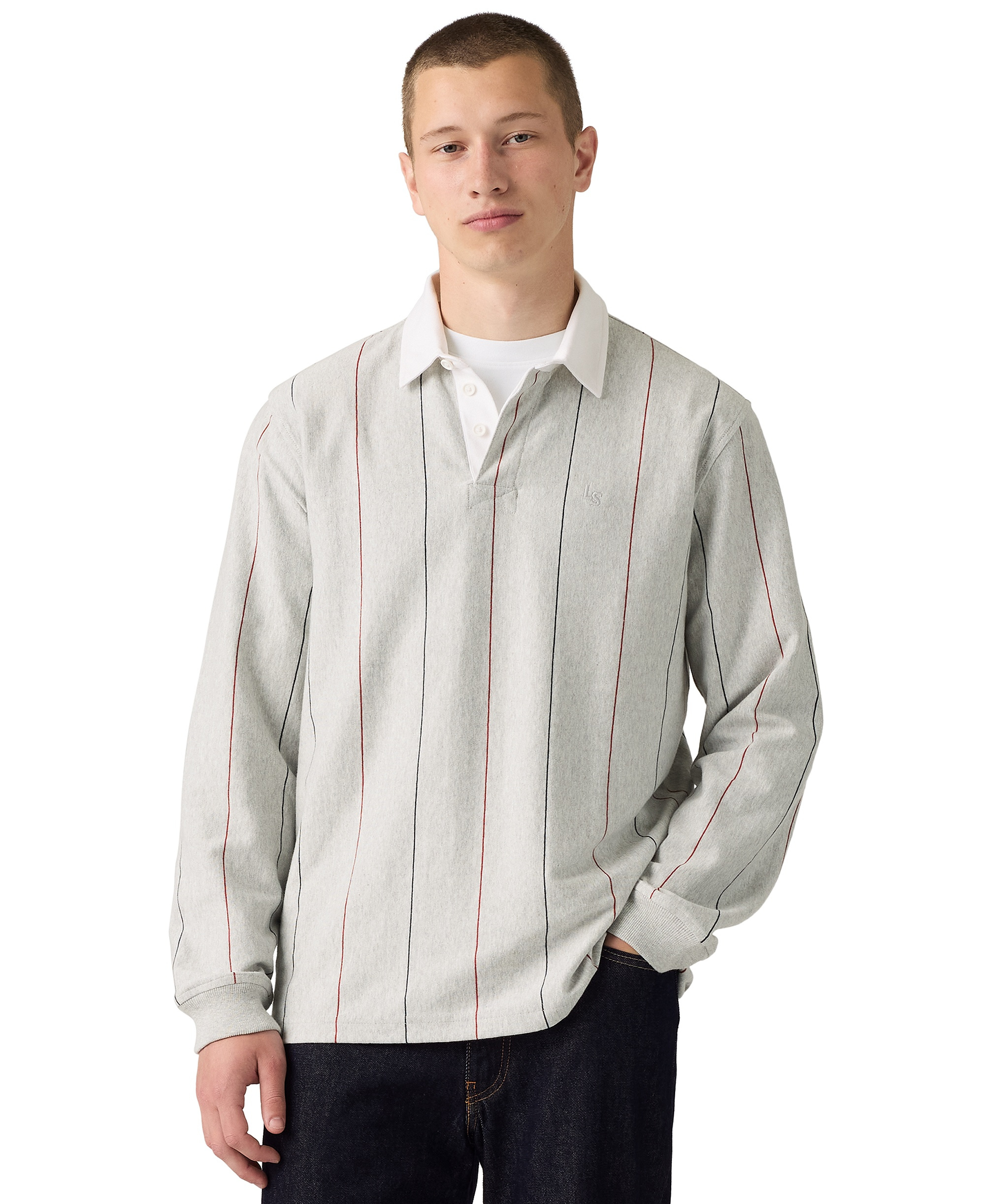 Levi's Men's Union Rugby Long-Sleeve Polo Shirt - Lite Gray