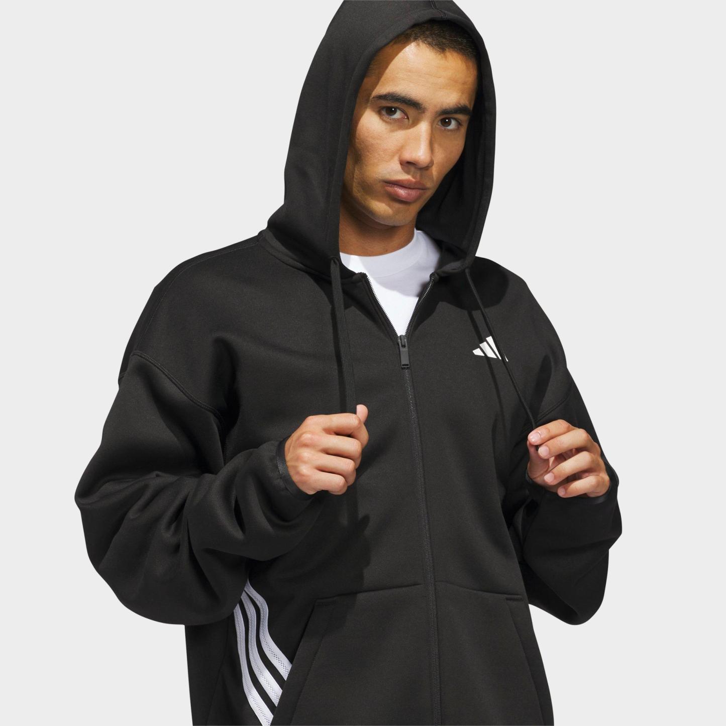 Men's adidas Basketball Crazy Warm Full-Zip Hoodie - Black/White