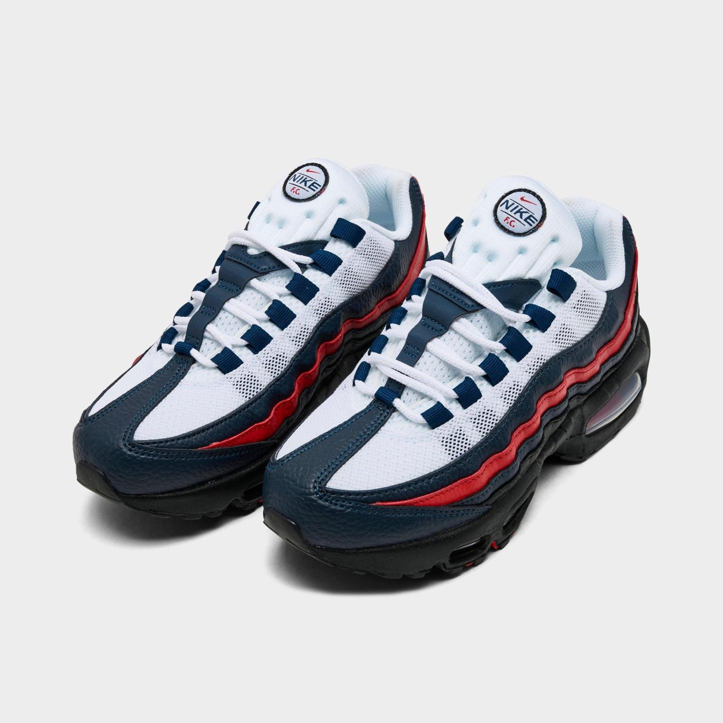 Big Kids' Nithtke Air Max 95 Big Bubble SE Casual Shoes - Obsidian/Metallic Gold/Challenge Red/White/Black - Both shoes facing left
