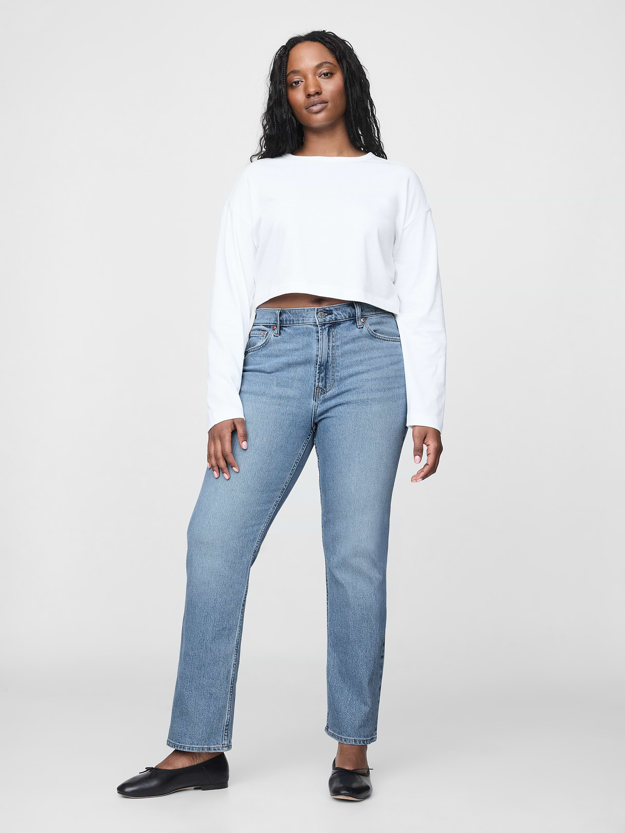 High Rise '90s Slim Straight Jeans - New medium wash