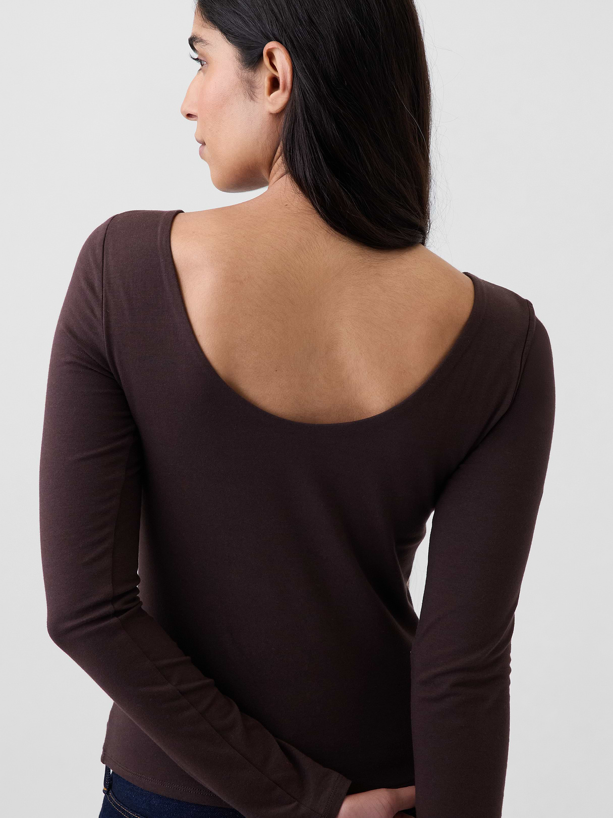 CloseKnit Jersey Scoop-Back T-Shirt - Terra brown