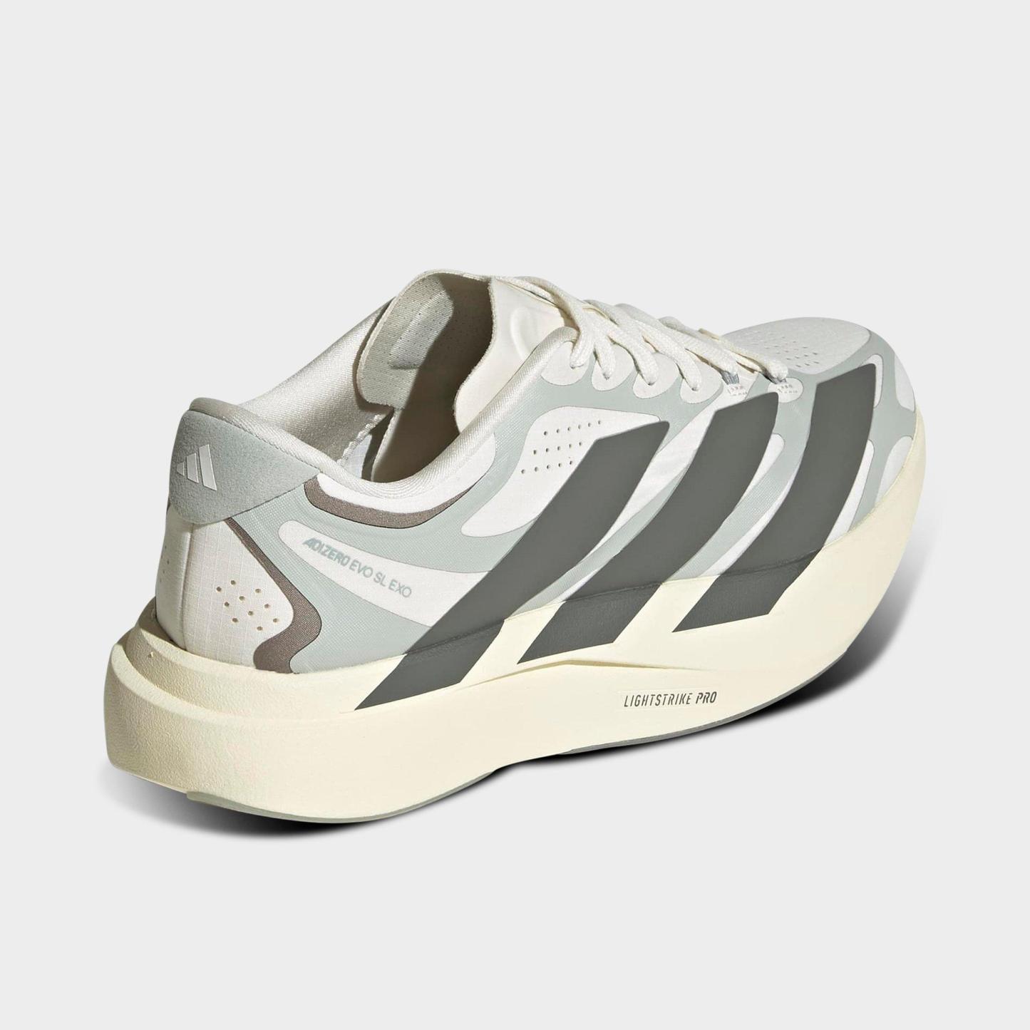 Women's adidas Adizero EVO SL Exo Running Shoes - Part 1 - Cloud White/Grey Four/Wonder Silver - Back view