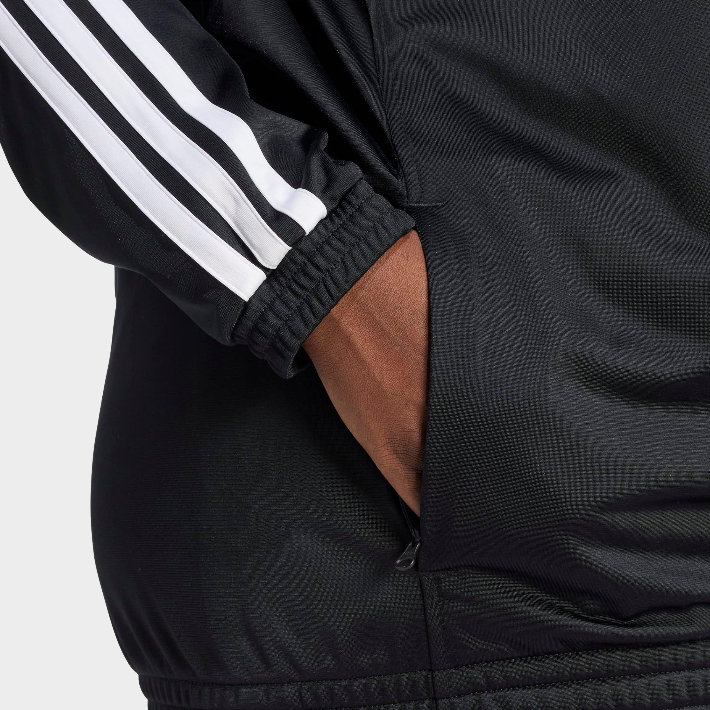 Women's adidas Sportswear Essentials 3-Stripes Tricot Full-Zip Track Top (Plus Size) - Black/White