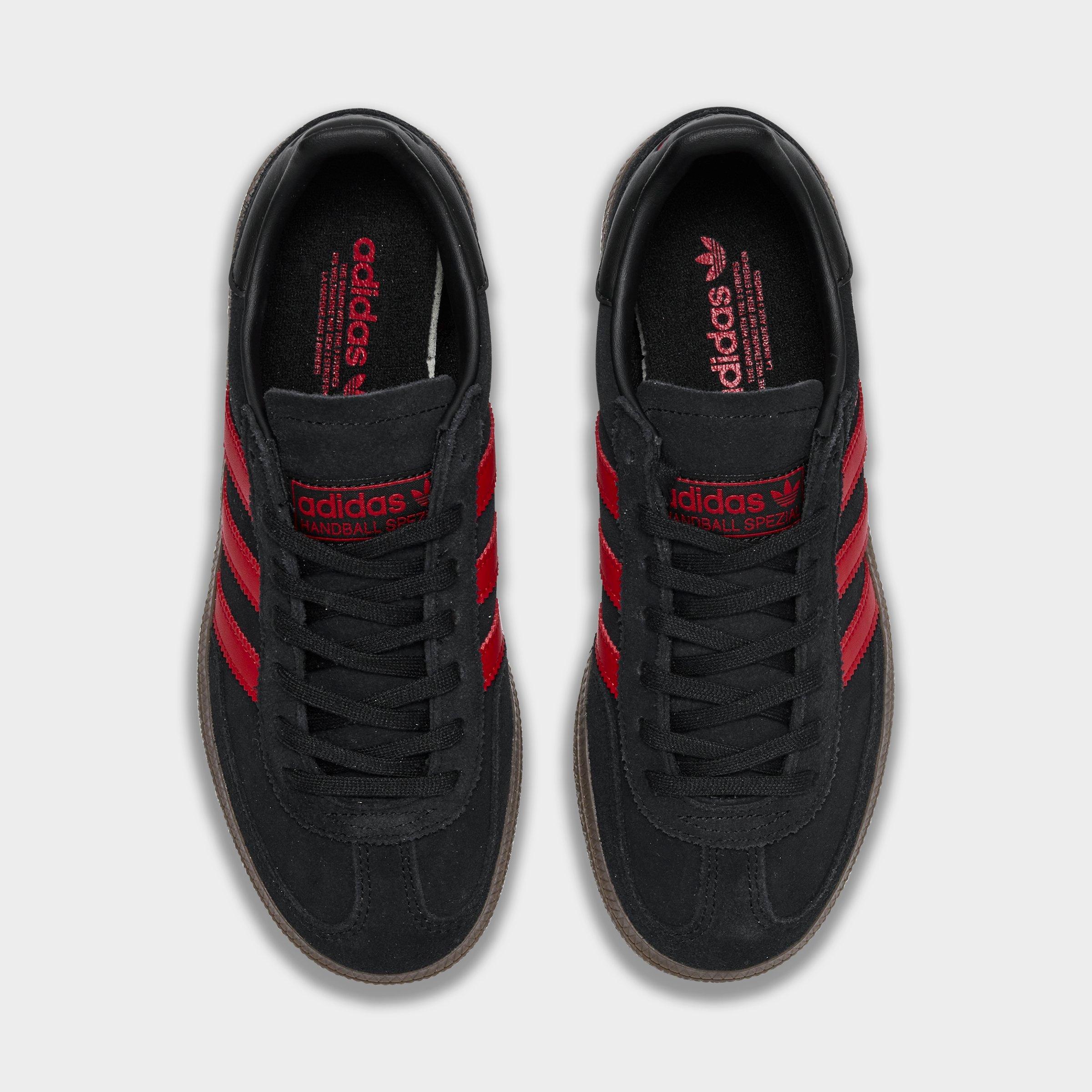 Big Kids' adidas Originals Handball Spezial Casual Shoes - Part 1 - Core Black/Pure Ruby - Top view
