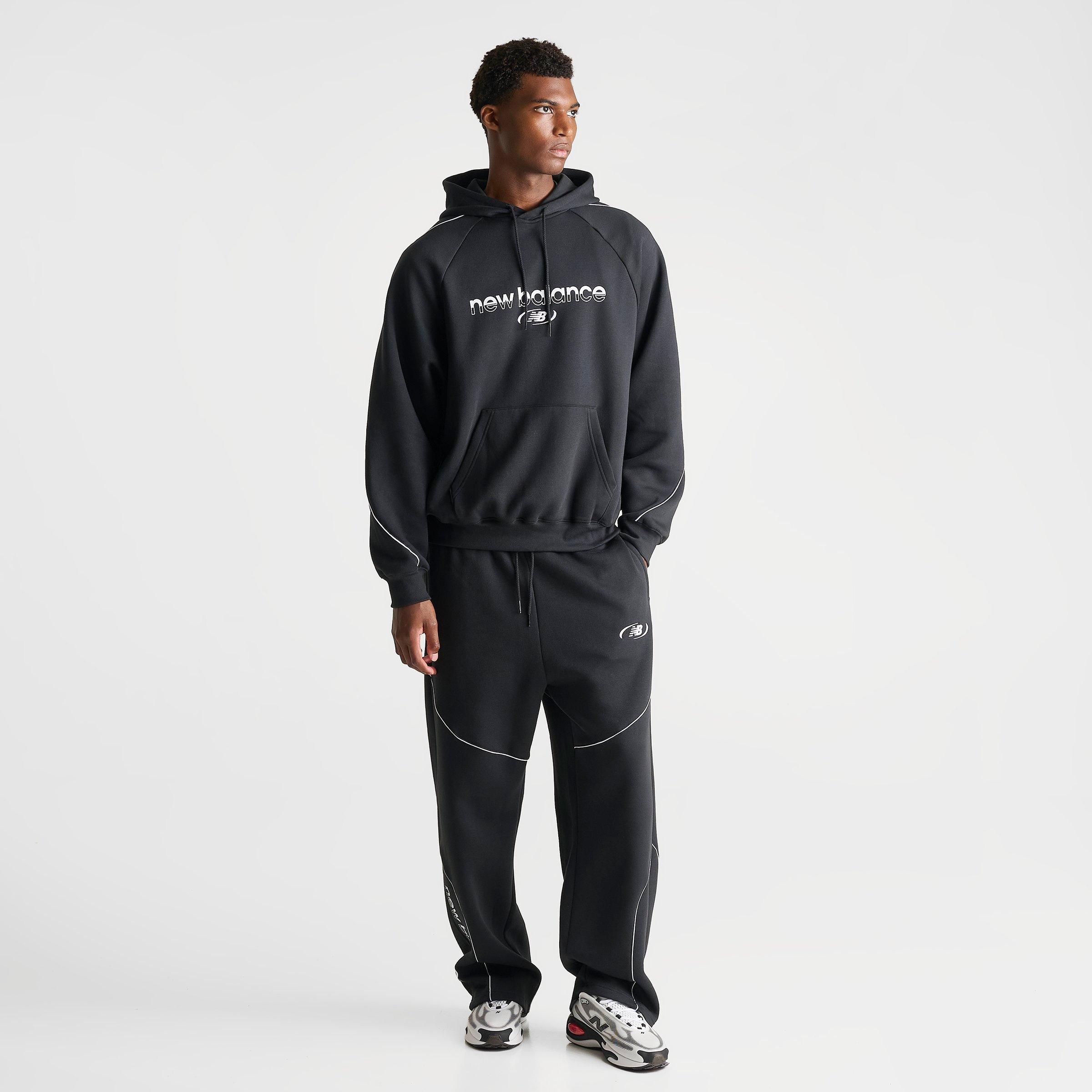 Men's New Balance Trackside Fleece Sweatpants - Black/White - view 2