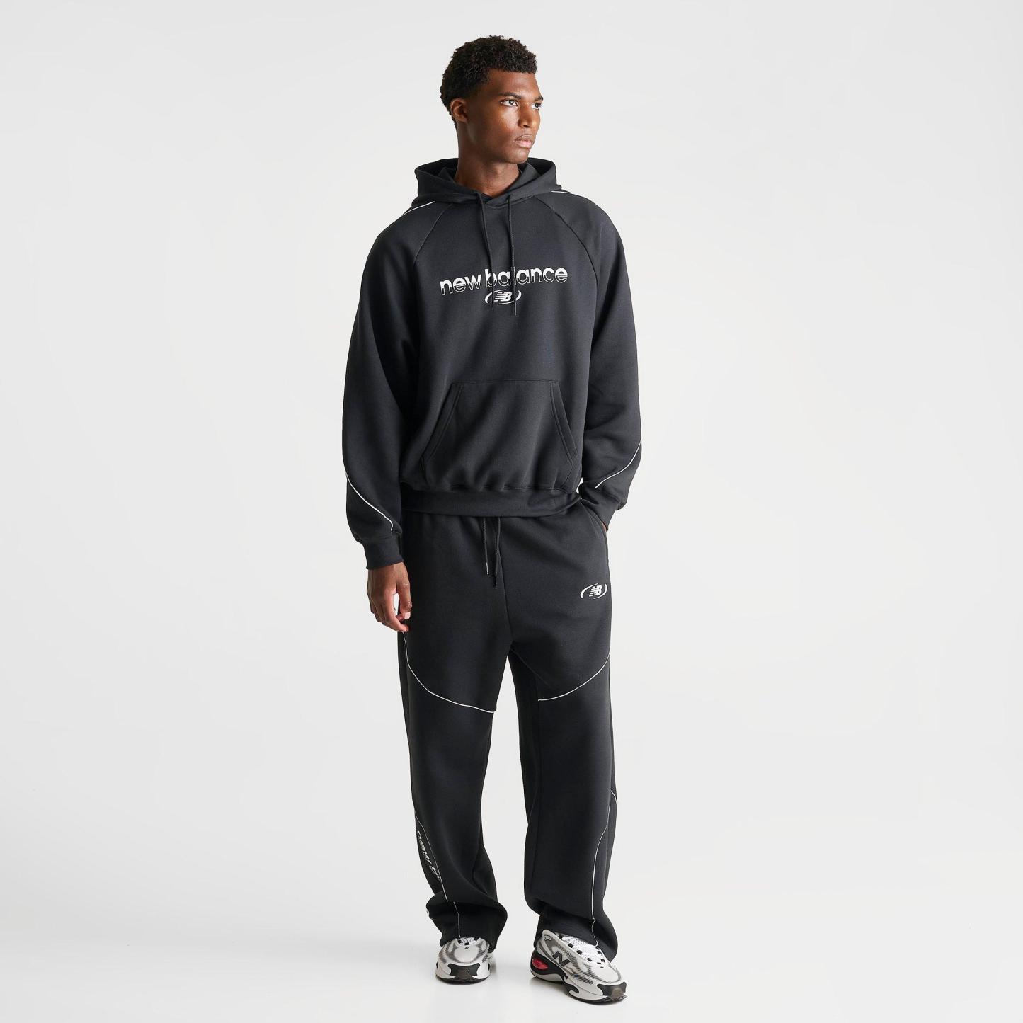 Men's New Balance Trackside Fleece Sweatpants - Black/White - view 2
