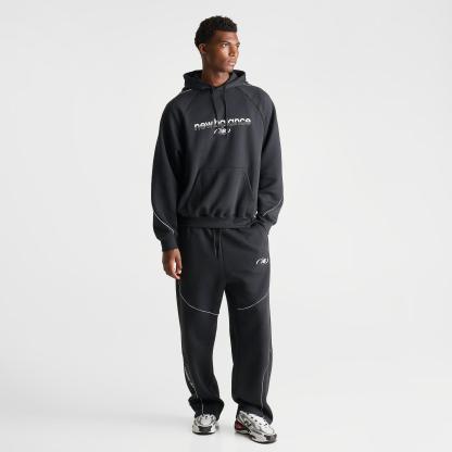 Men's New Balance Trackside Fleece Sweatpants - Black/White - view 2