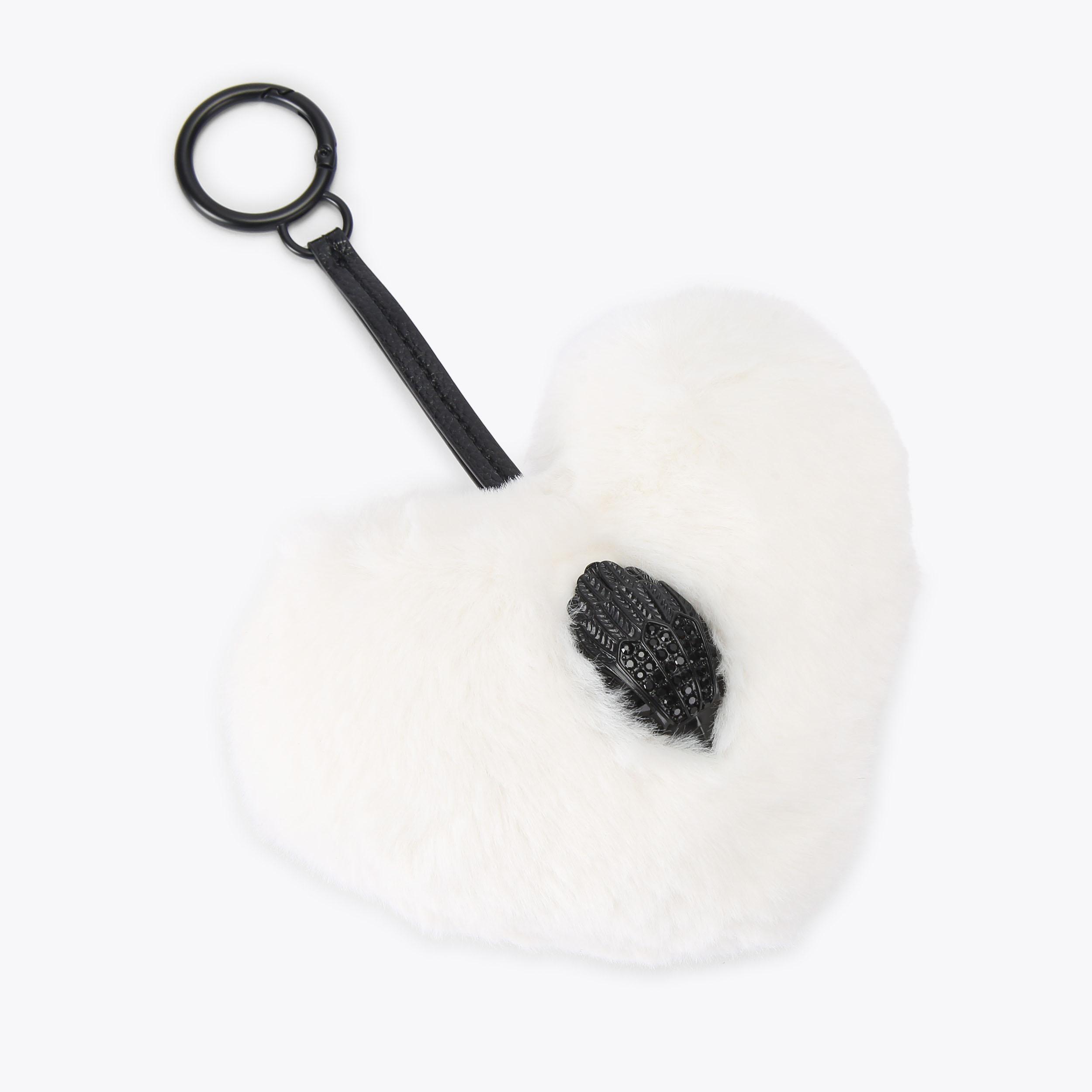 Kurt Geiger London Heart Faux Fur Charm - White - view 3