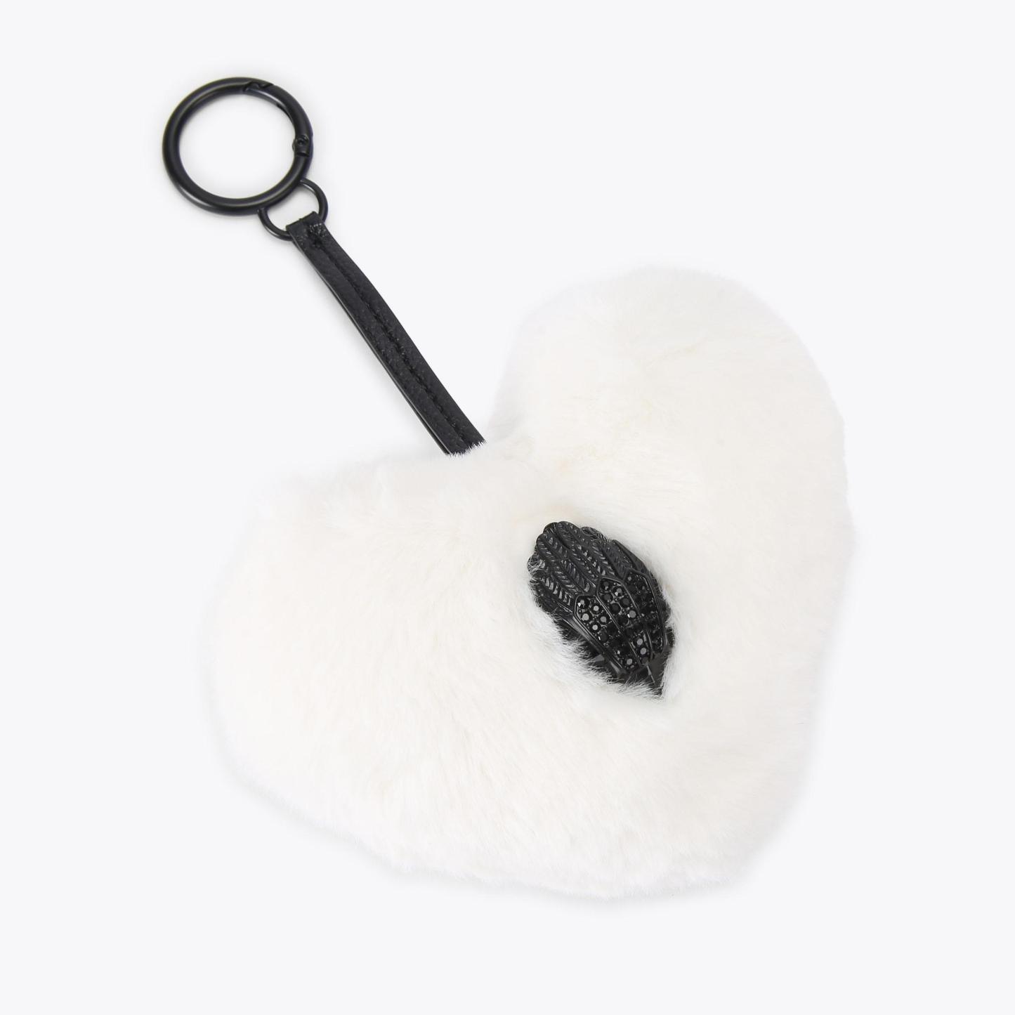 Kurt Geiger London Heart Faux Fur Charm - White - view 3