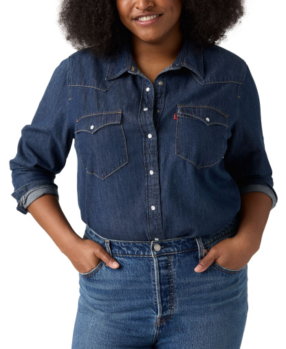 Levi's Trendy Plus Size Essential Western Cotton Shirt - Smokin Hot