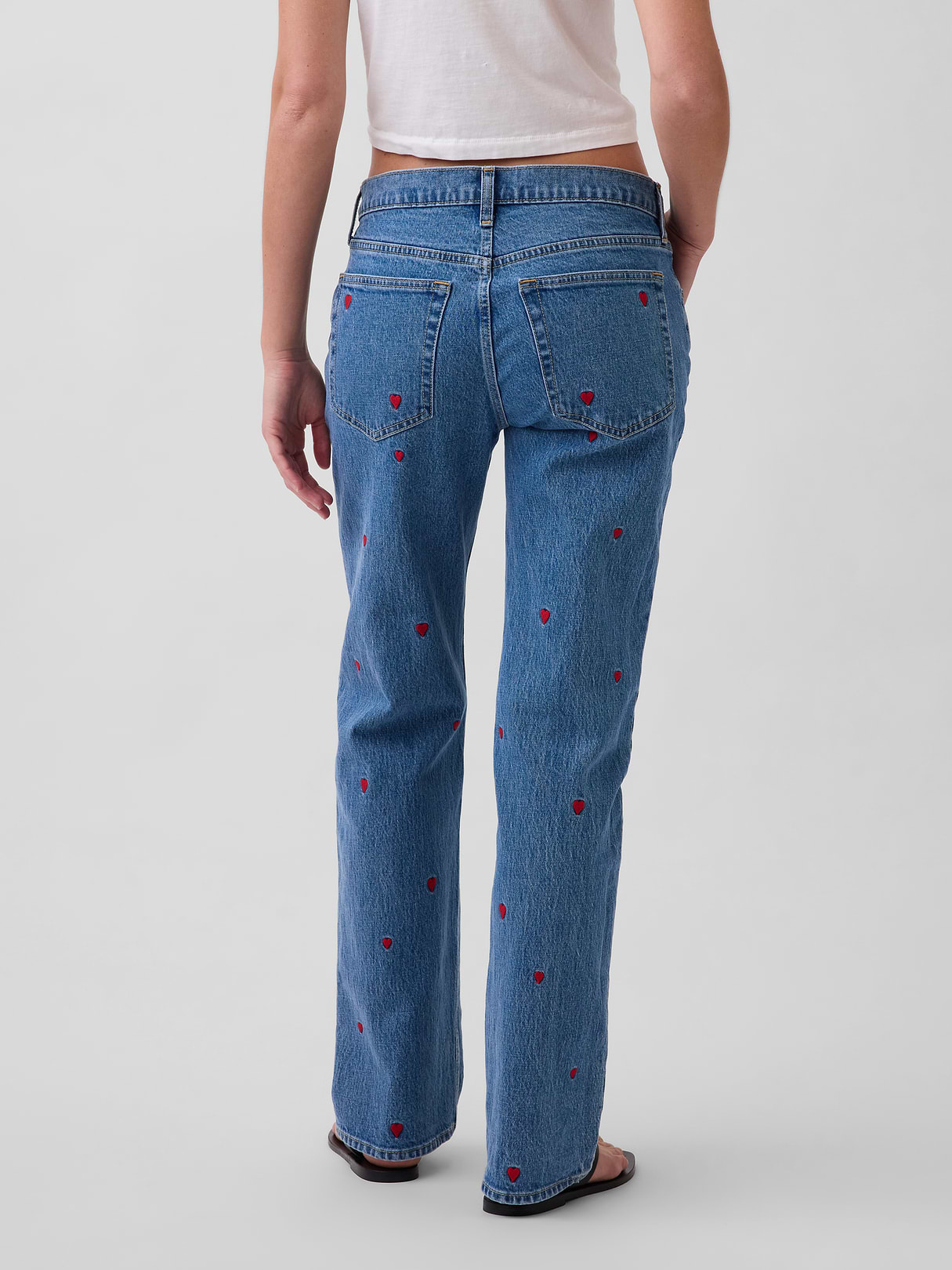 Mid Rise Relaxed Straight Jeans - Medium wash