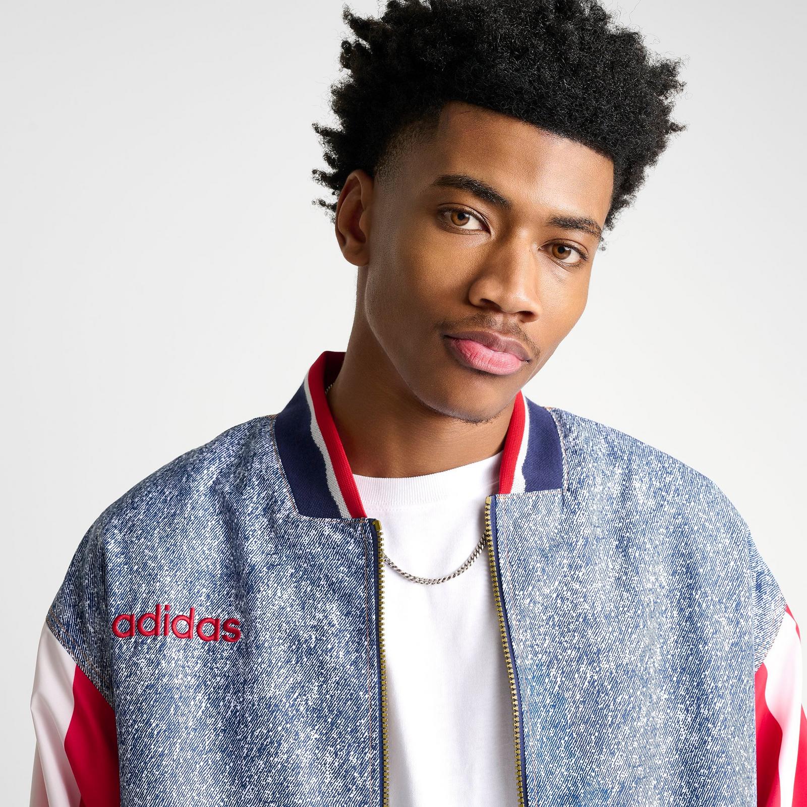 Men's adidas Denim Graphic Track Top - White/Dark Blue - view 5