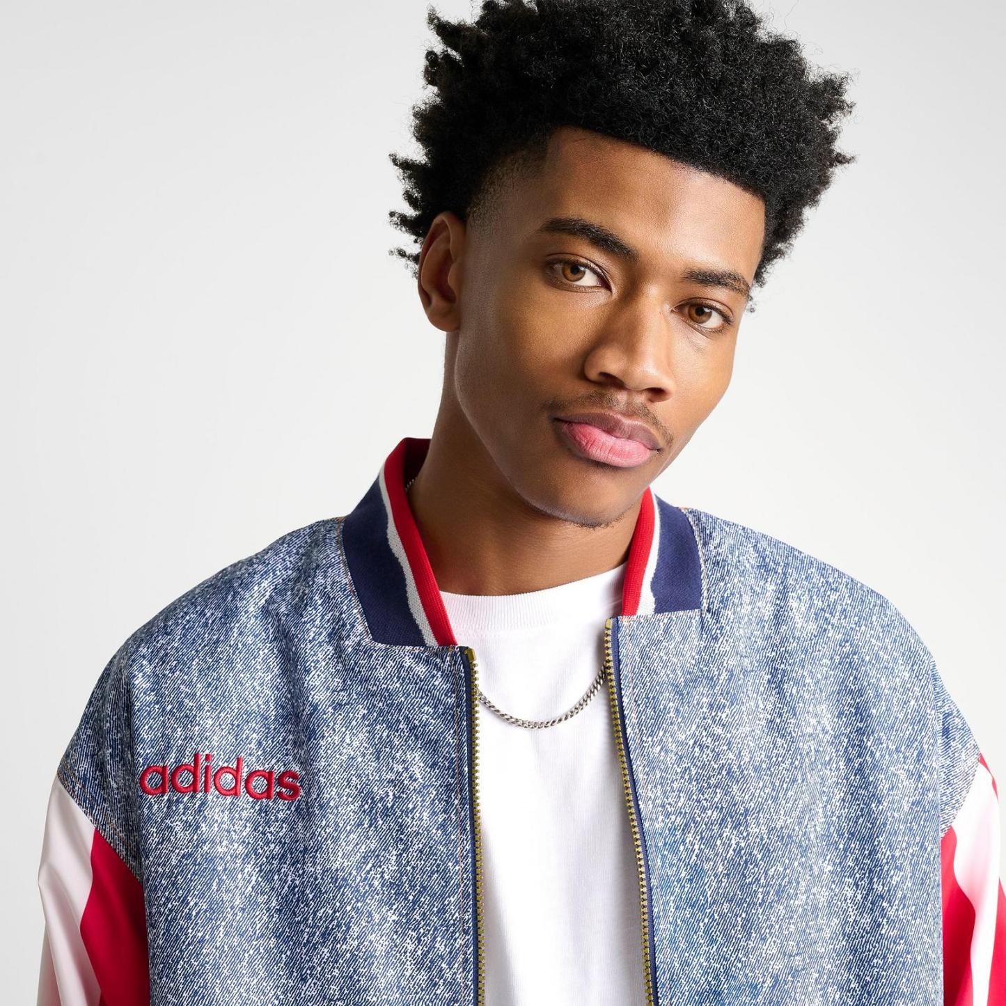 Men's adidas Denim Graphic Track Top - White/Dark Blue - view 5