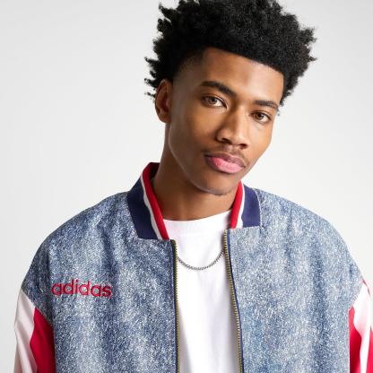 Men's adidas Denim Graphic Track Top - White/Dark Blue - view 5