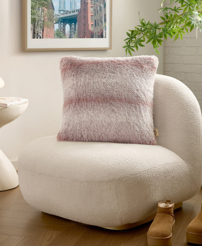UGG® Clyde Faux Fur Pillow, 20" x 20" - Rosewood, Snow
