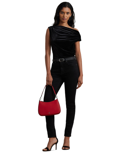 Lauren Ralph Lauren Crosshatch Leather Danni Small Shoulder Handbag - Red