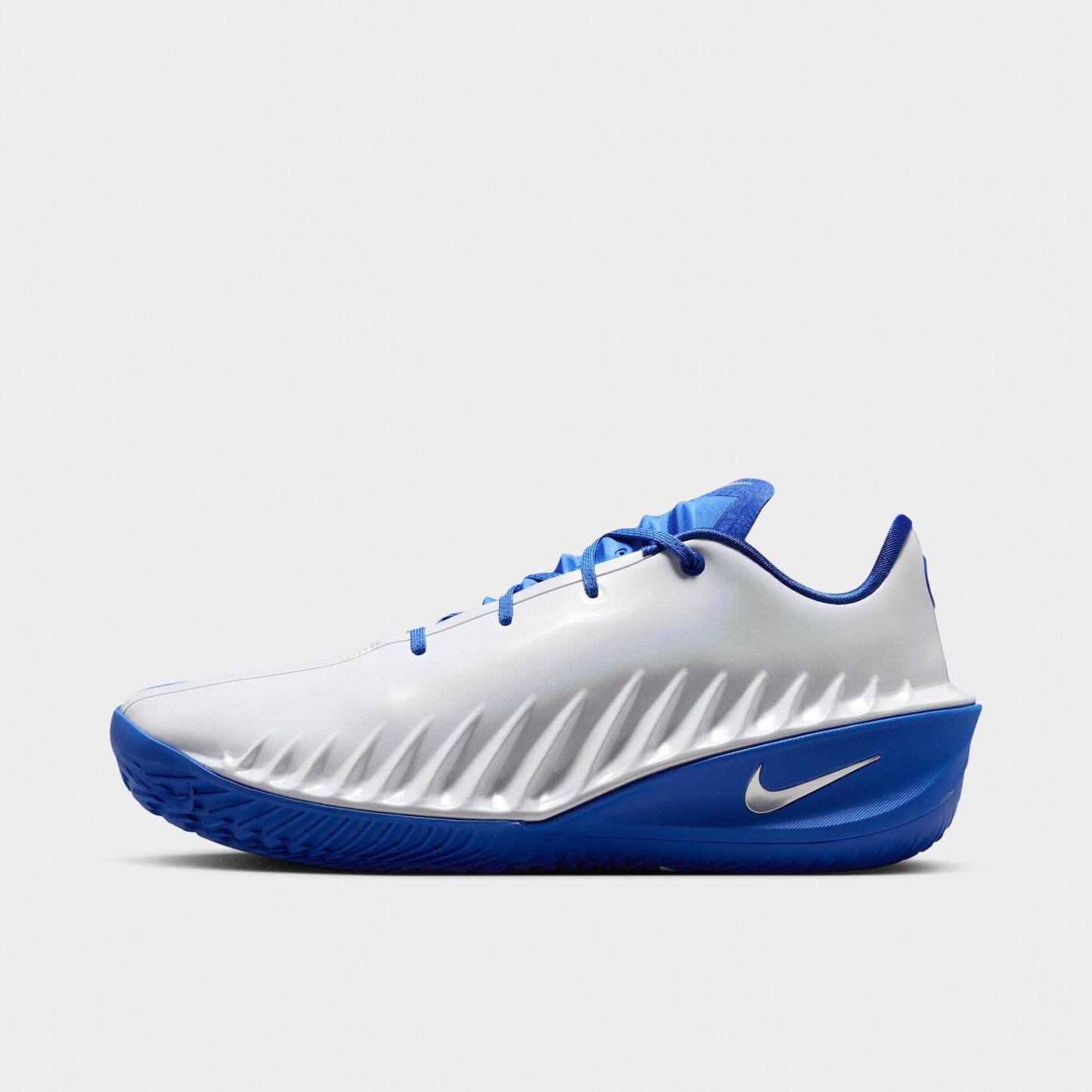 Men's Nithtke G.T. Cut 4 Basketball Shoes - White/Game Royal/Metallic Silver - Left shoe facing left. Outside of the shoe.