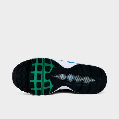 Big Kids' Nithtke Air Max 95 Big Bubble SE Casual Shoes - White/Emerald Green/Lake Blue - Bottom view