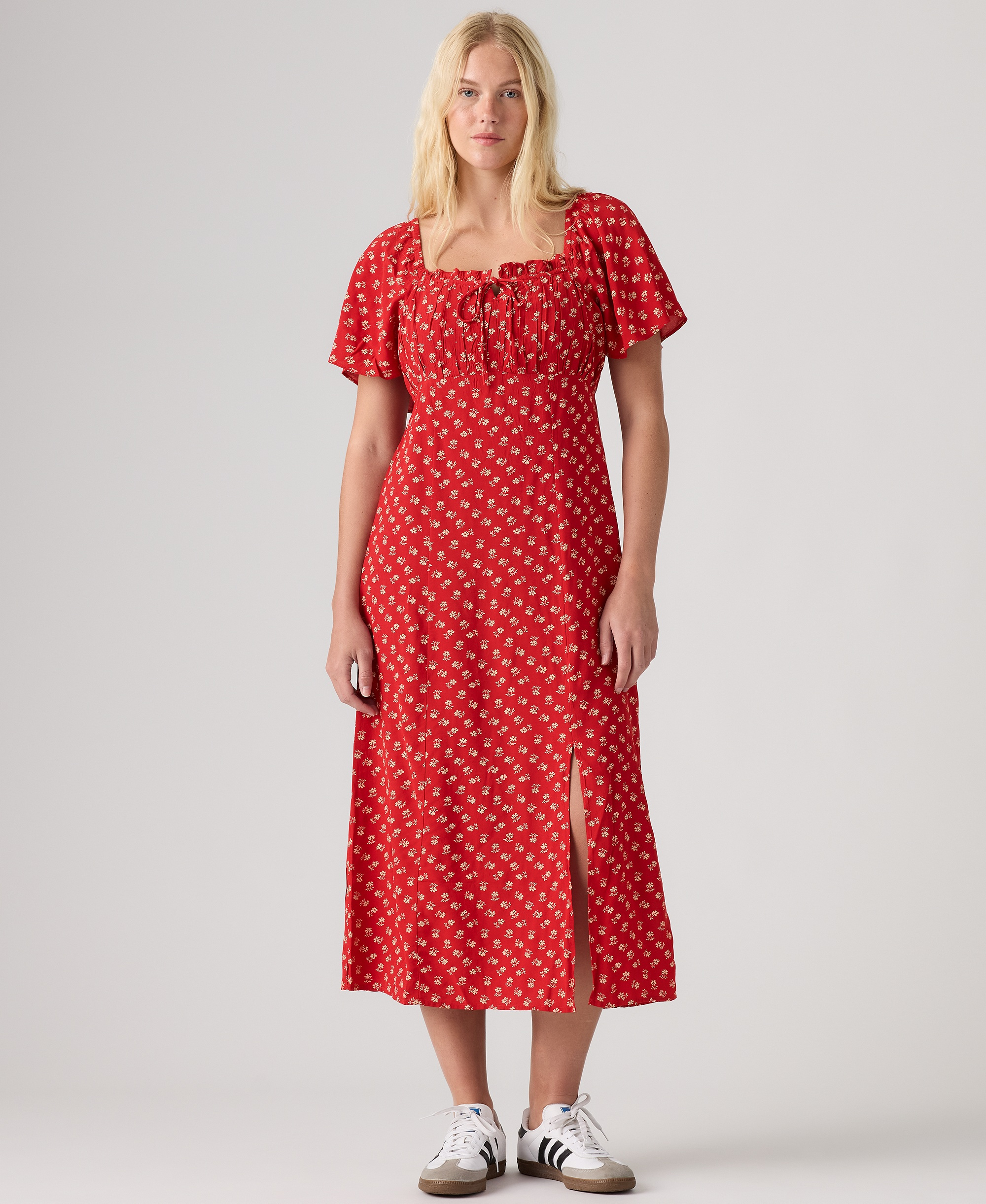 Levi's Premium Women's Amara Column Flutter-Sleeve Midi Dress - Angela Daisy Urban Red